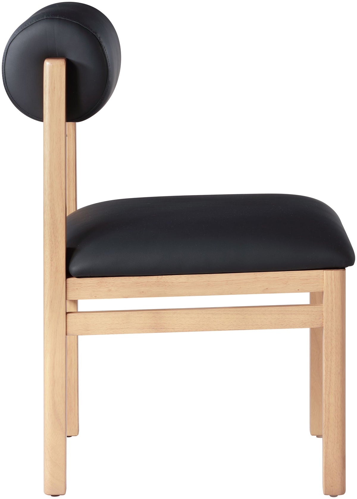 Roundhill - Faux Leather Dining Chair (Set of 2) with Natural Frame