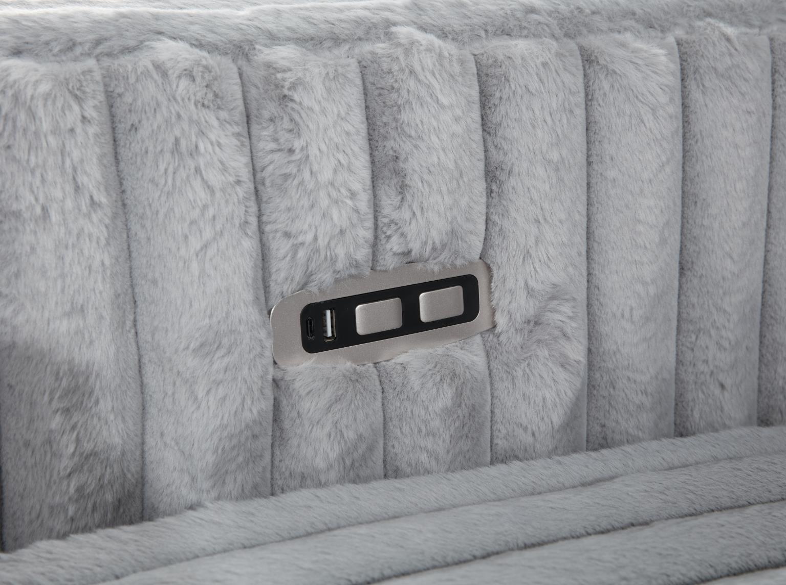 U260 Gray Corduroy Power Reclining 4 Piece Sectional With 2 Wireless Charger