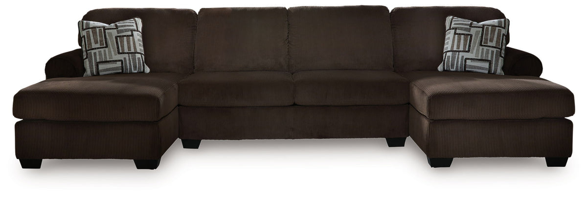 Kimlee Chocolate Sectional — 3-Piece Sectional With Double Chaise