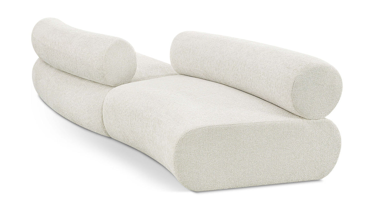 Bale Chenille Modular Sectional — 2-Piece Curved Sofa — Cream