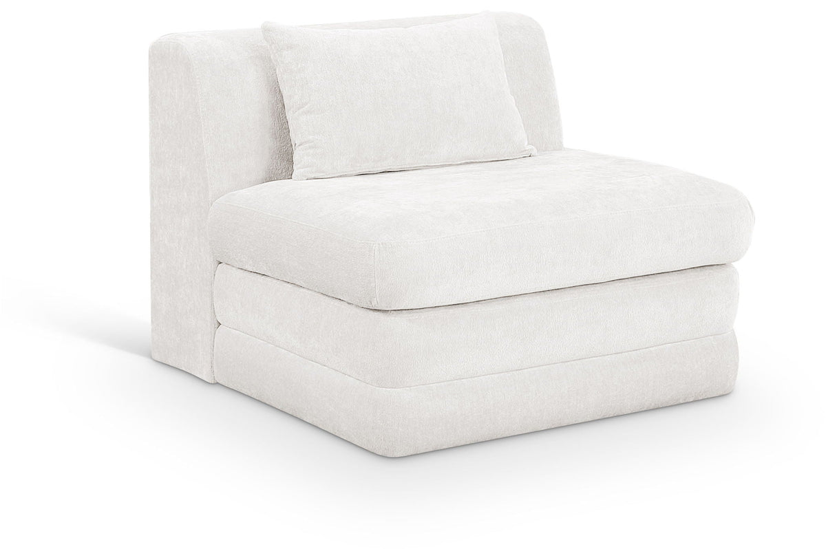 Stellar Chenille Modular Sectional — Add-On: Armless Chair — Cream