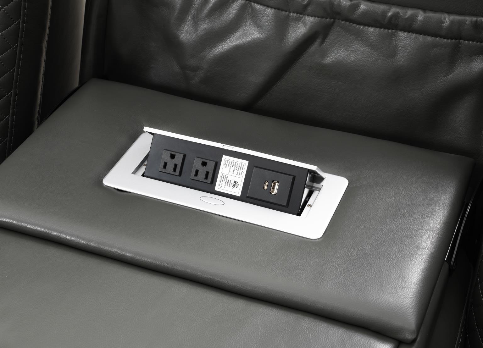 U93 - LED Power Reclining With Power Headrest Chair - Gray