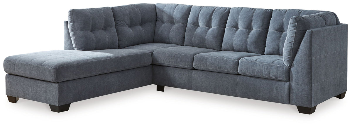Marleton 2 Colors Sectional — 2-Piece Sleeper Sectional With Left-Arm Corner Chaise — Denim