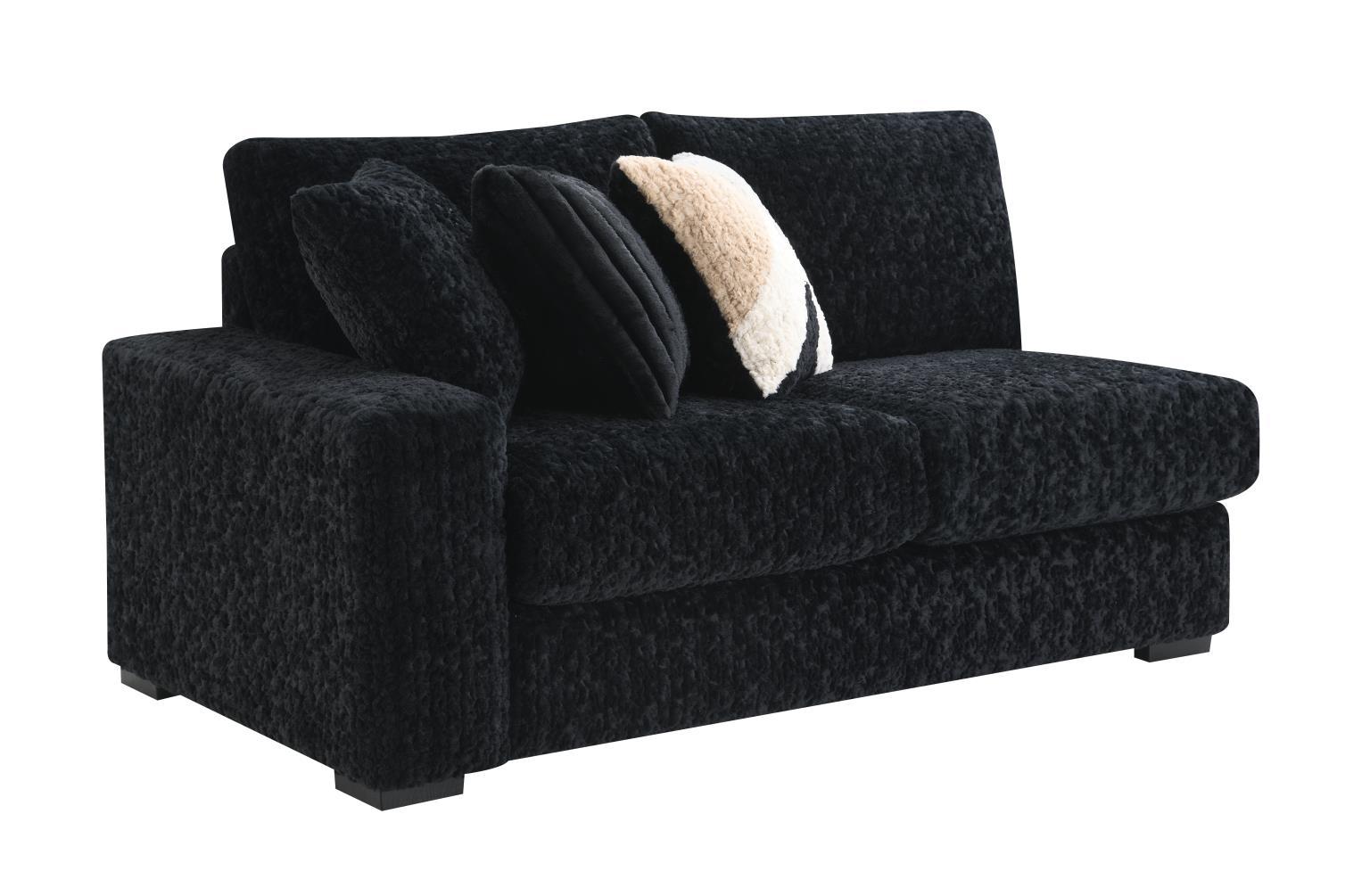 U281 Black 6 Piece Setional With Right Chaise (1 LAF + 1 Wedge + 2 Armless Chair + 1 Console + 1 RAF Chaise)