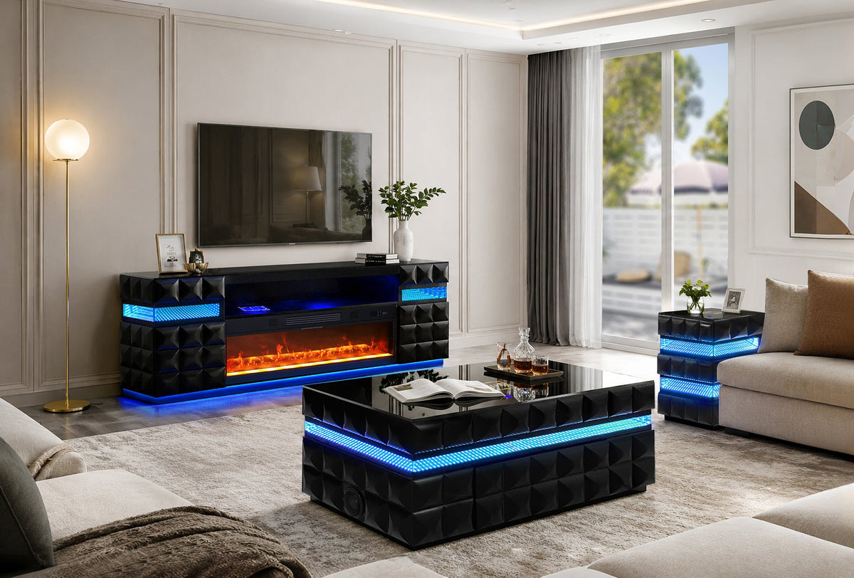 Alix Smart Coffee & End Table Set — 3D LED Lighting