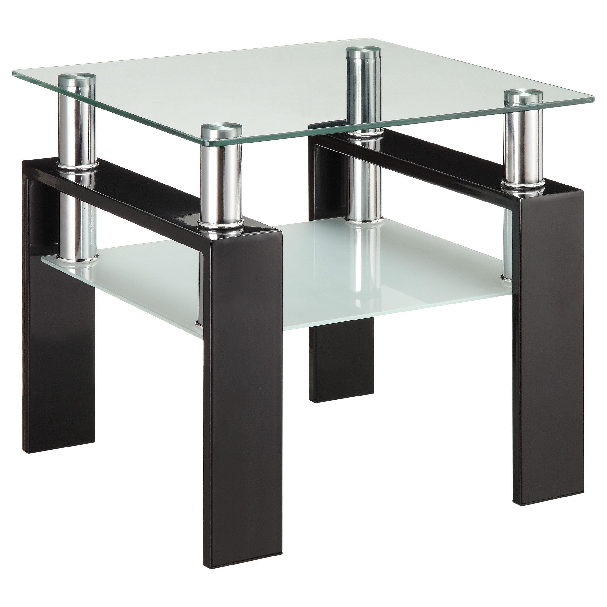 Dyer 1-shelf Square Glass Top Side End Table
