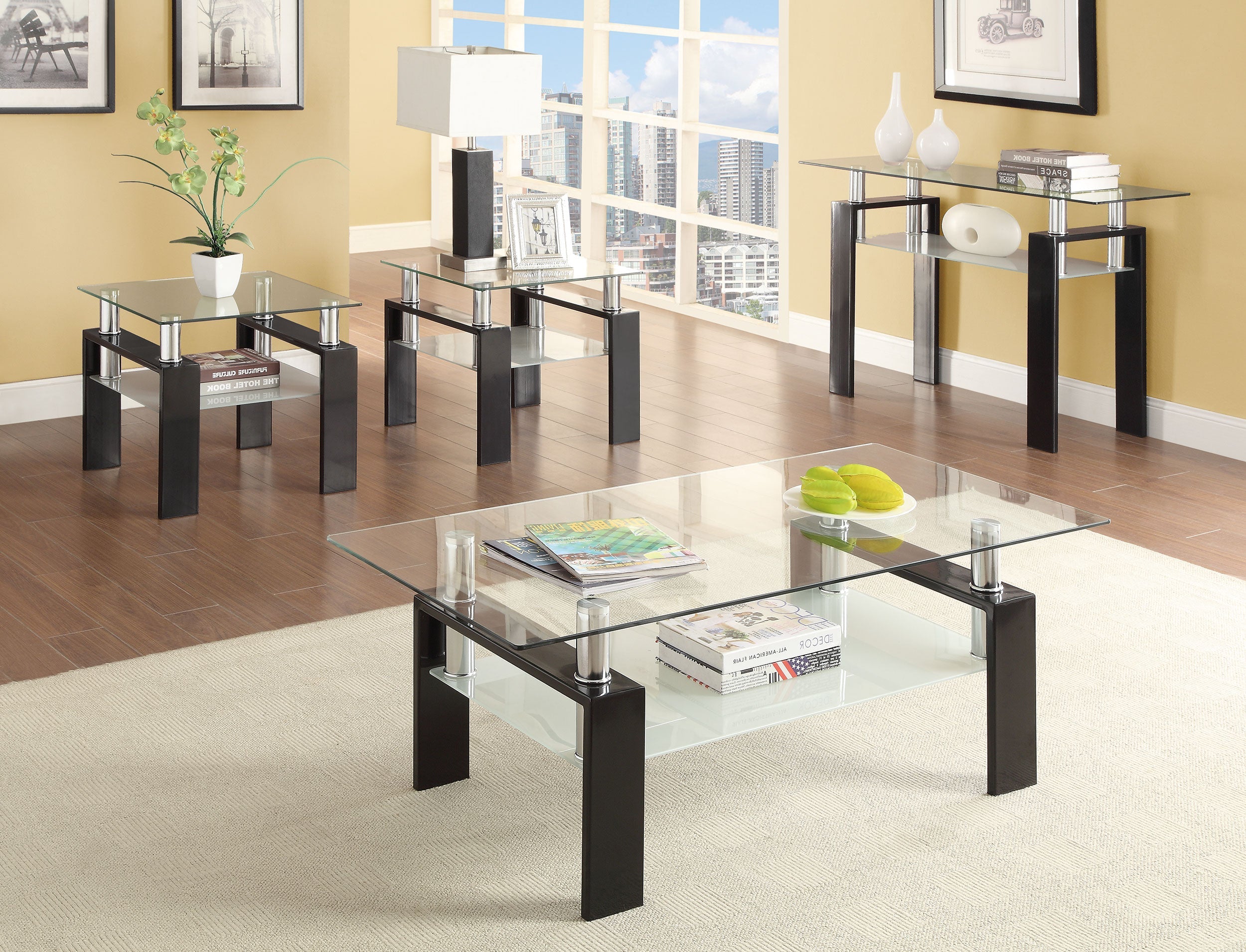 Dyer 1-shelf Rectangular Glass Top Coffee Table