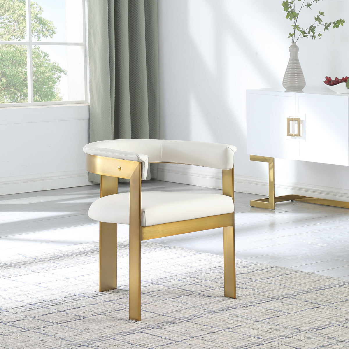 Romeo - Faux Leather Dining Chair (Set of 2) with Gold Base