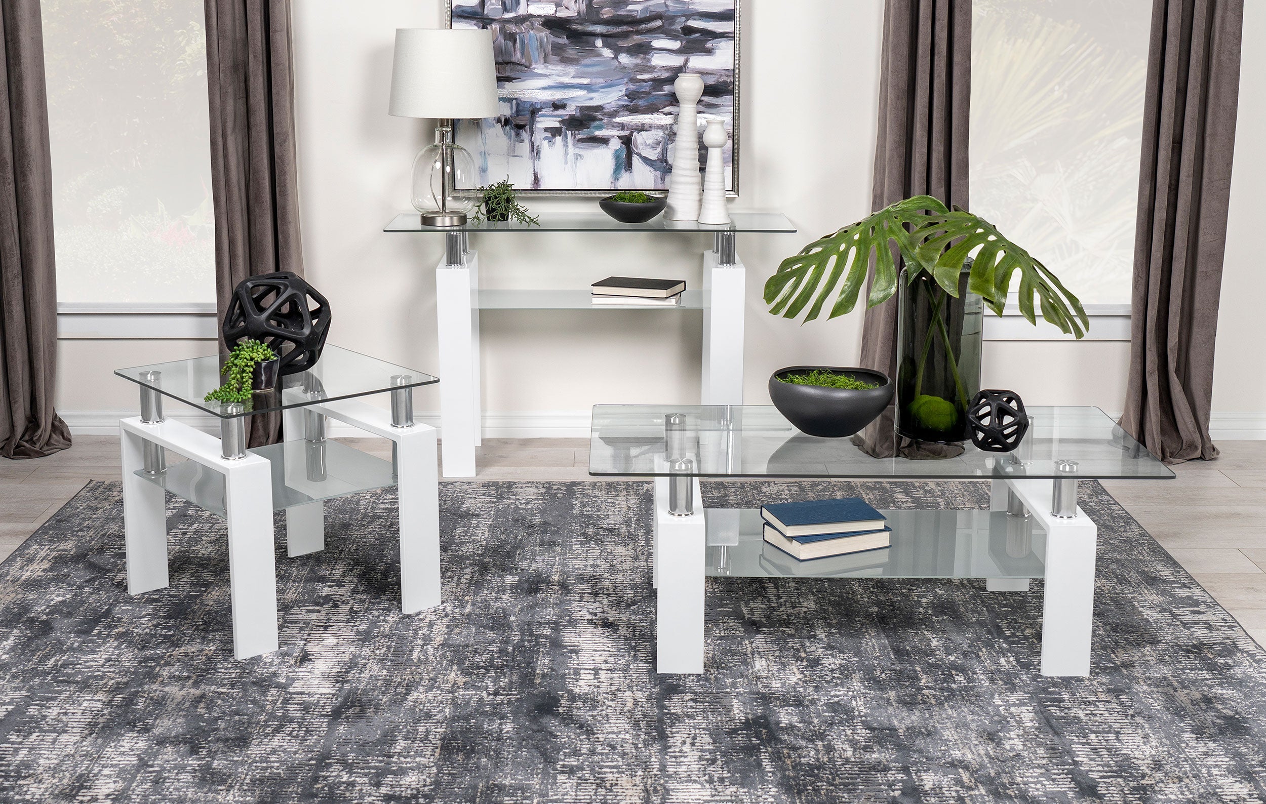 Dyer 1-shelf Rectangular Glass Top Coffee Table