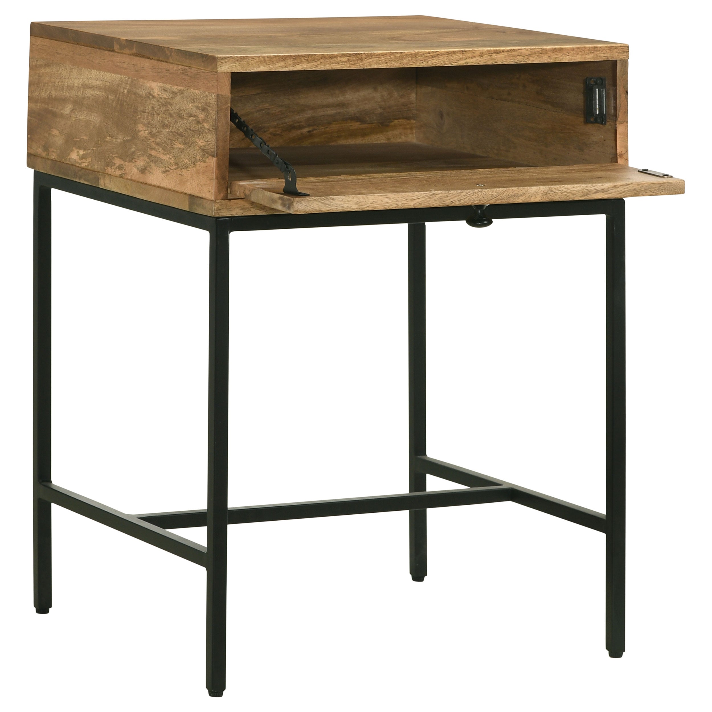 Stephie Rectangular Side End Table with Storage Honey Brown