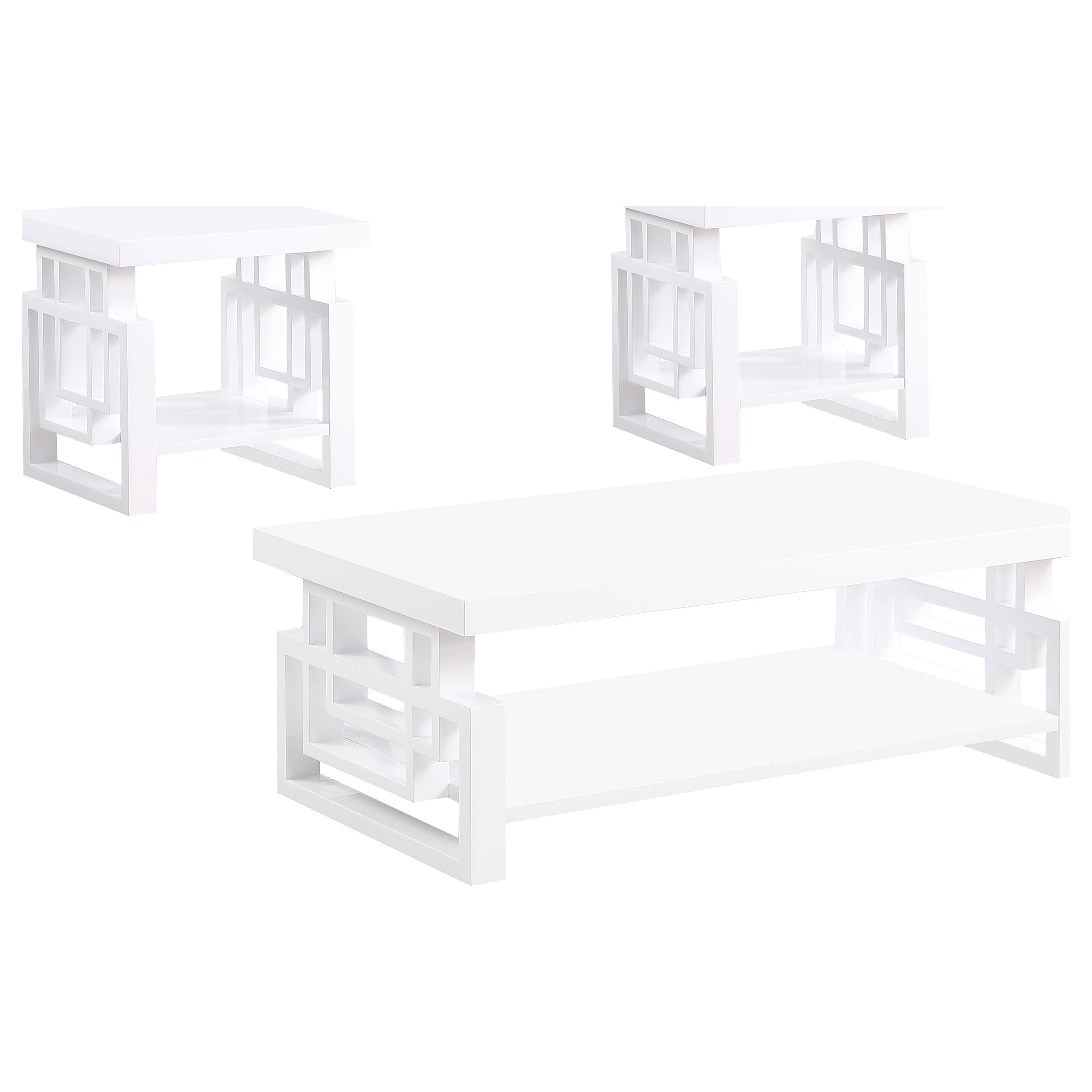 Schmitt Coffee and End Table Set White High Gloss