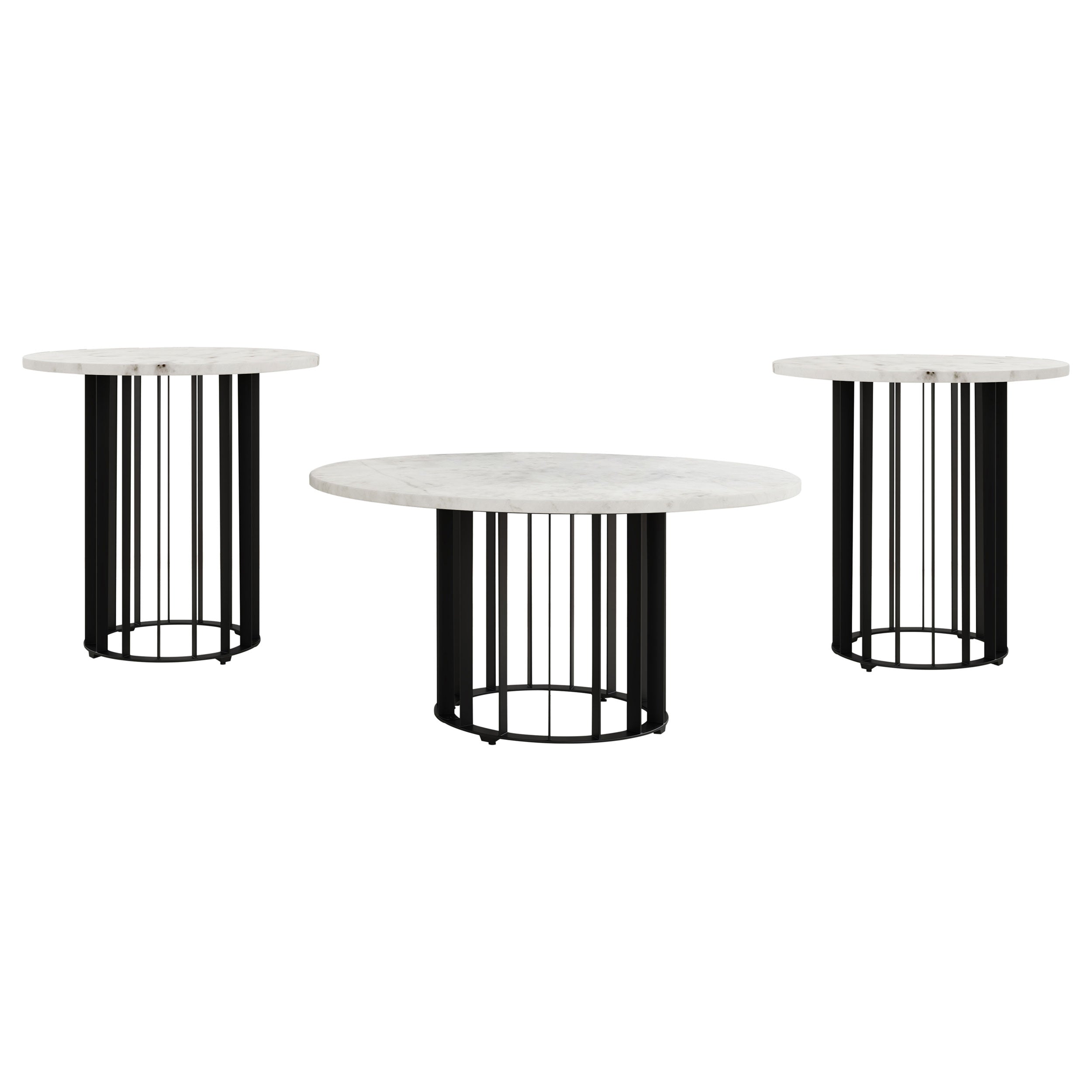 Haven Round Marble Coffee and End Table Set