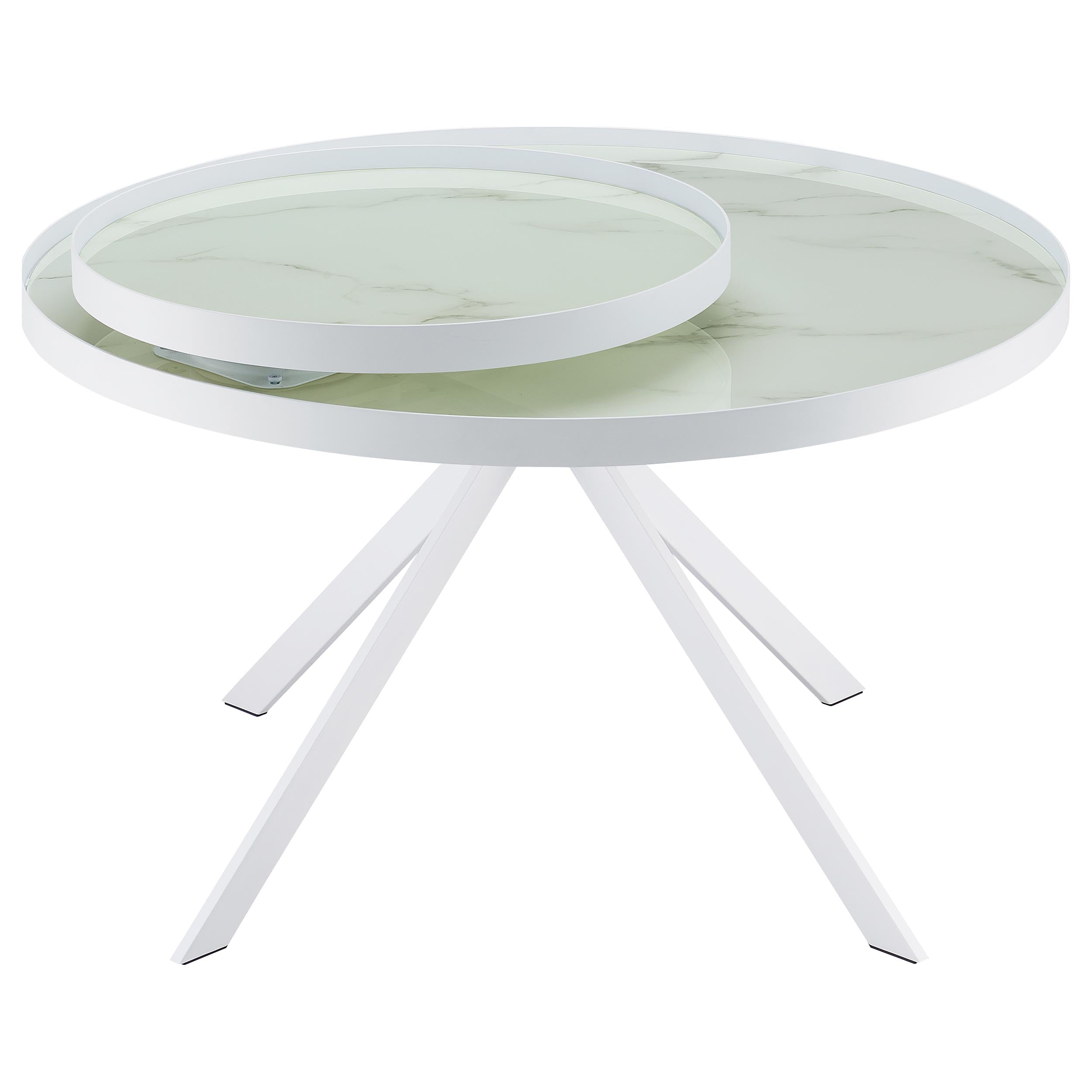 Briggs Round Marble Printed Glass Top Coffee Table