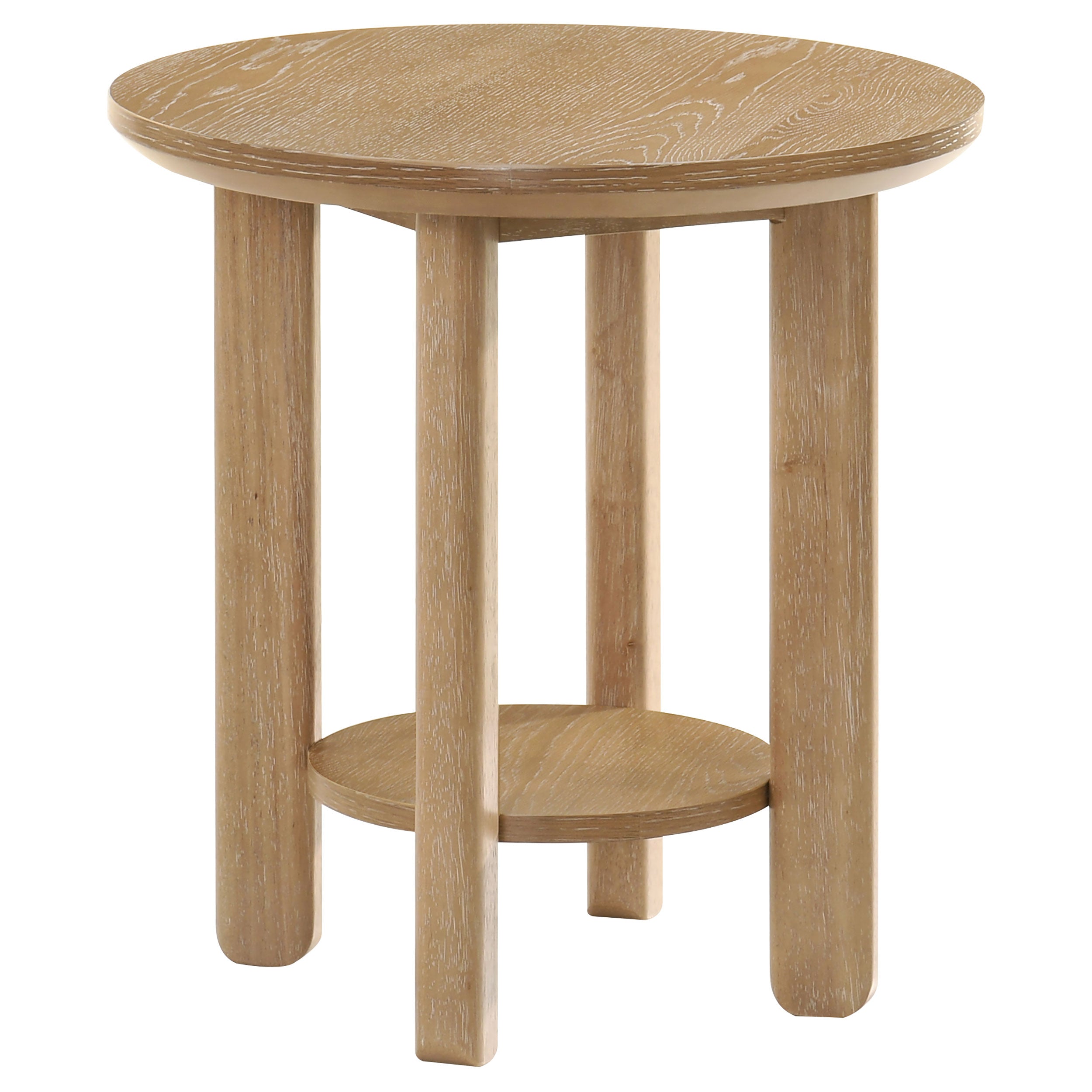 Ottowa Round Wood Side End Table with Shelf