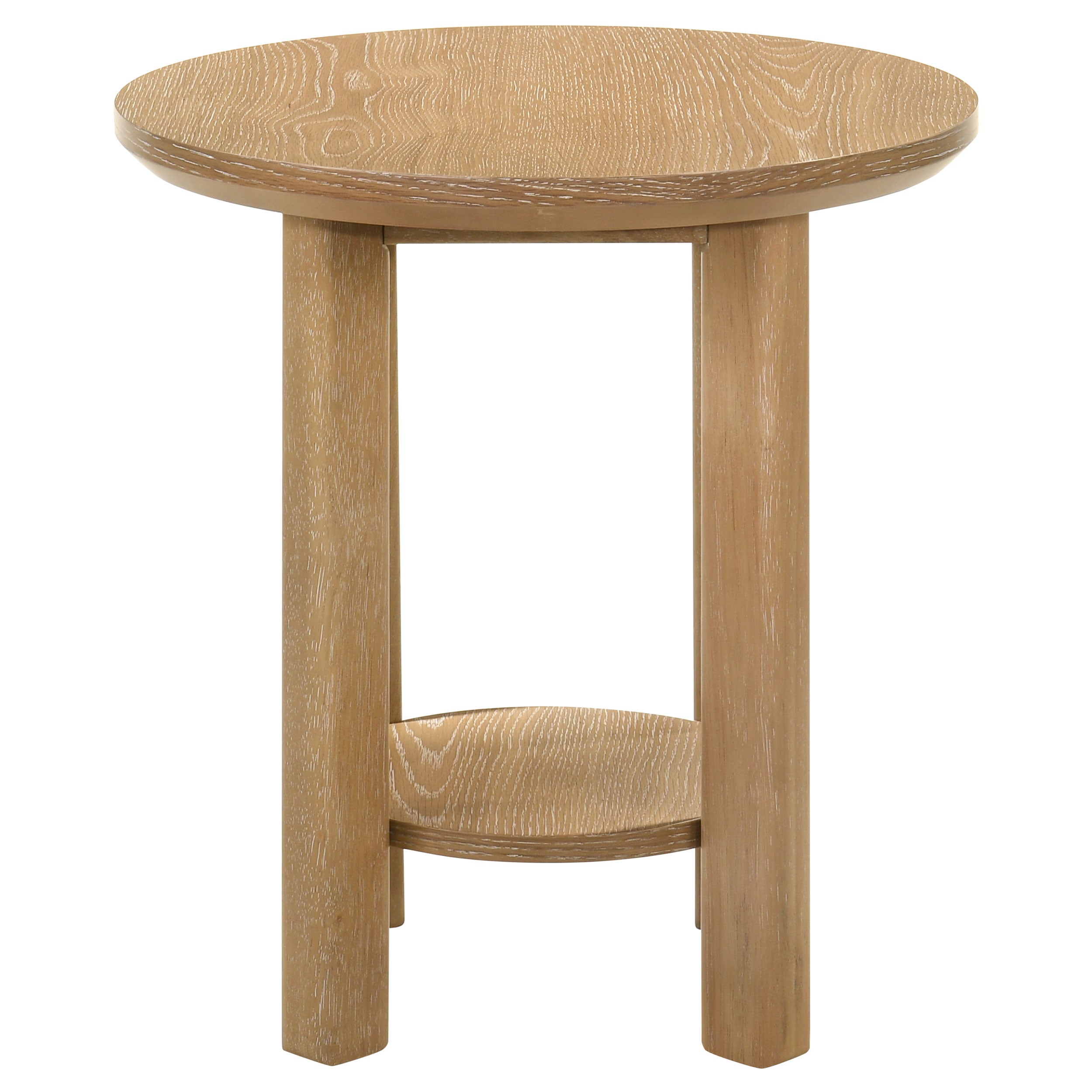 Ottowa Round Wood Side End Table with Shelf