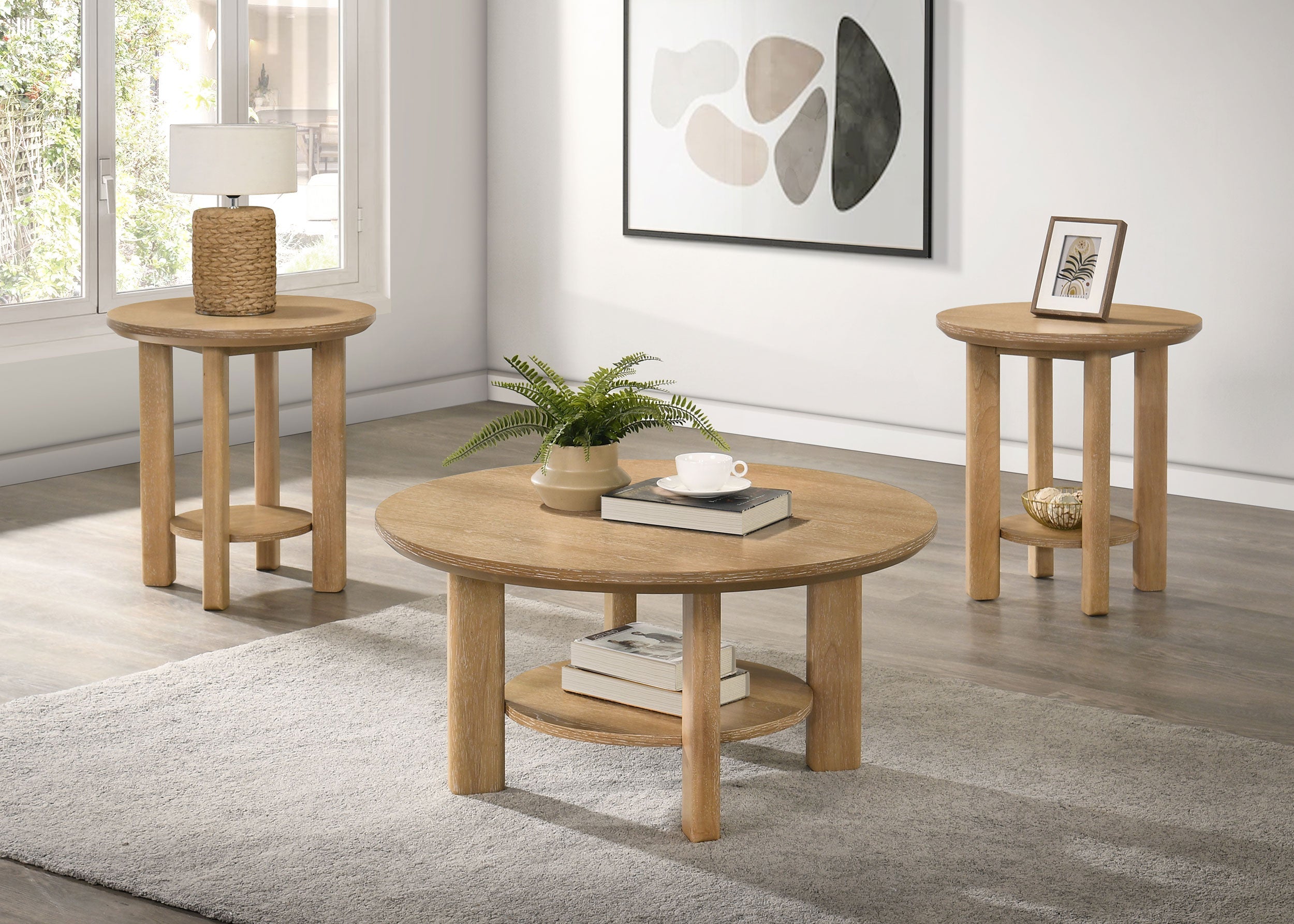 Ottowa Round Wood Coffee Table Set
