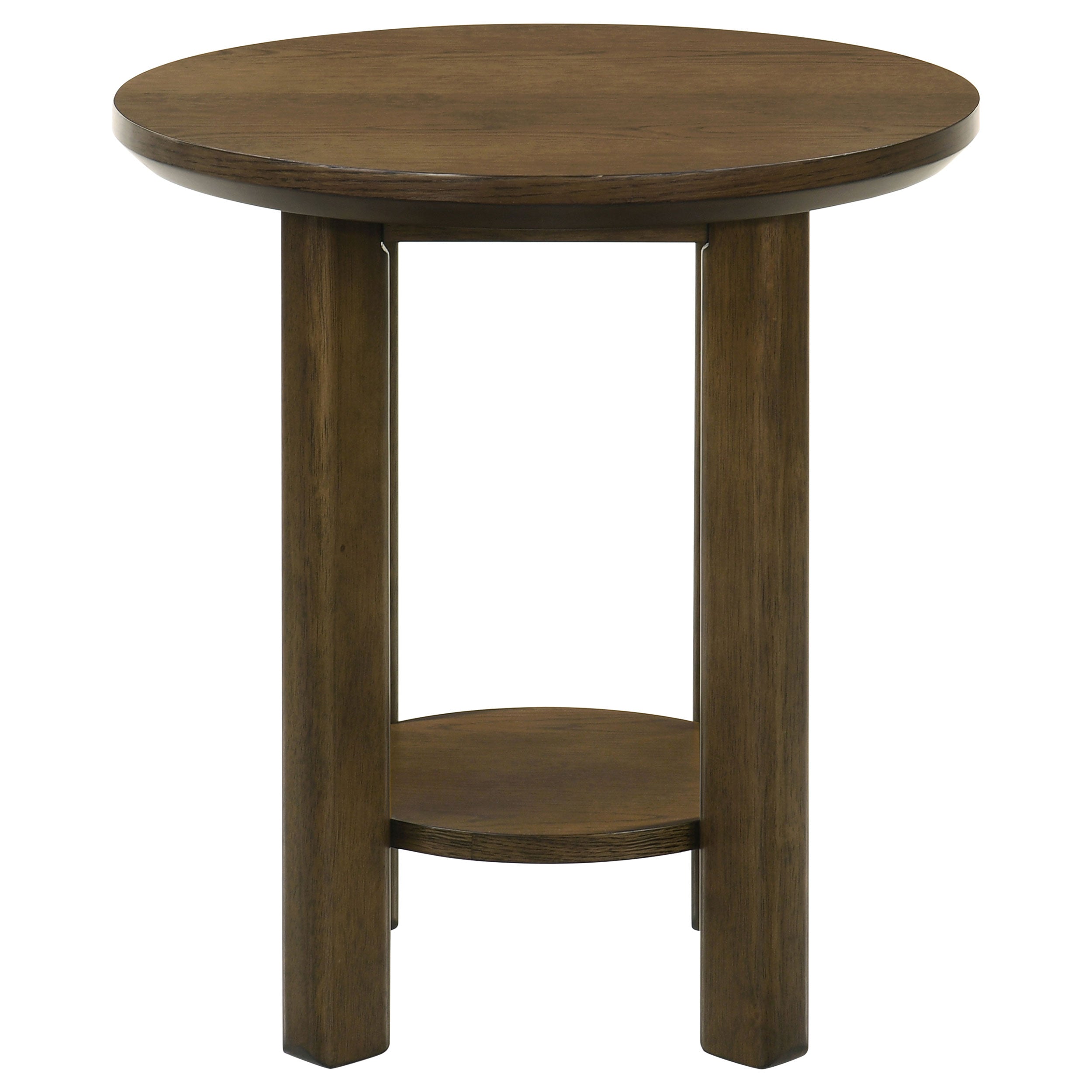 Ottowa Round Wood Side End Table with Shelf