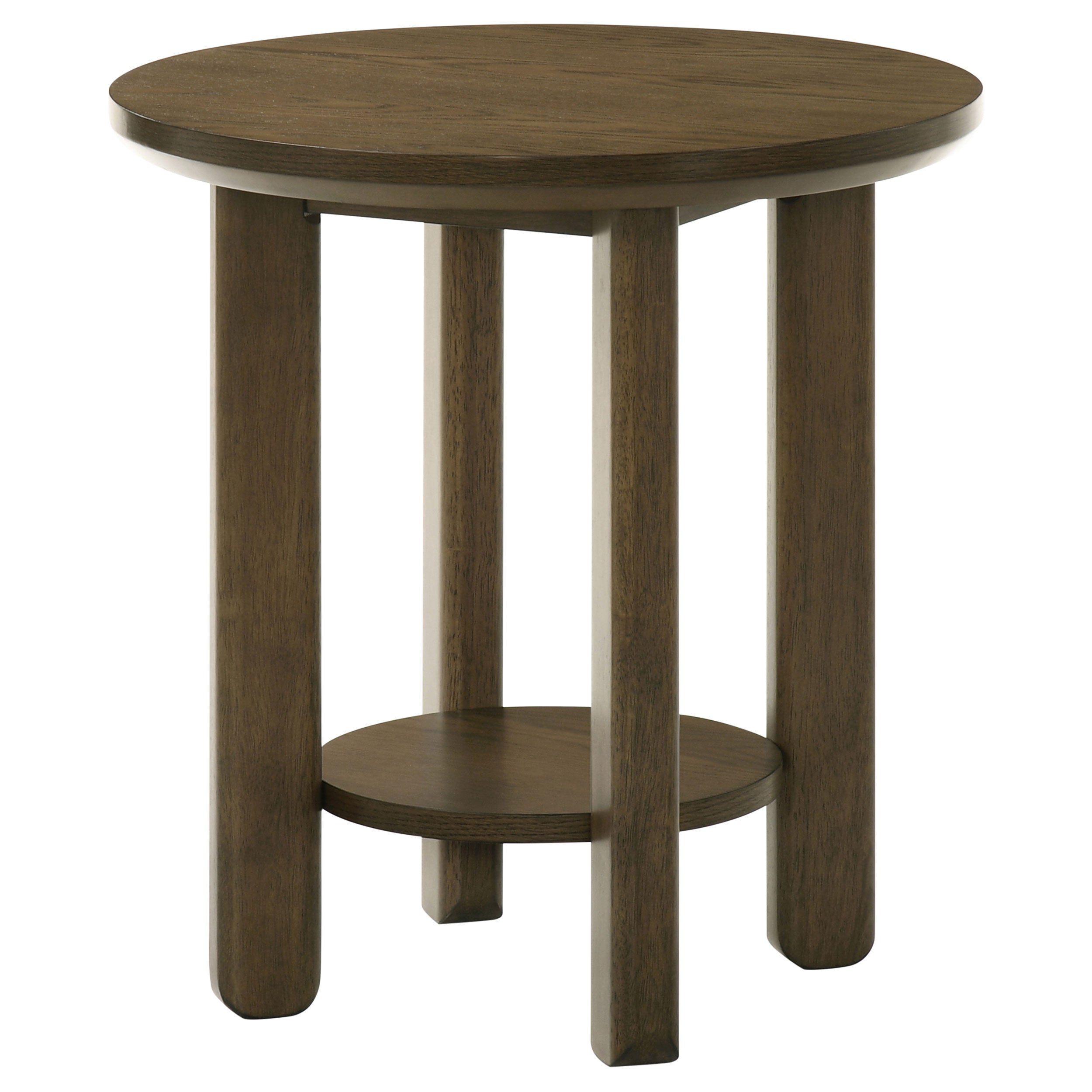Ottowa Round Wood Side End Table with Shelf