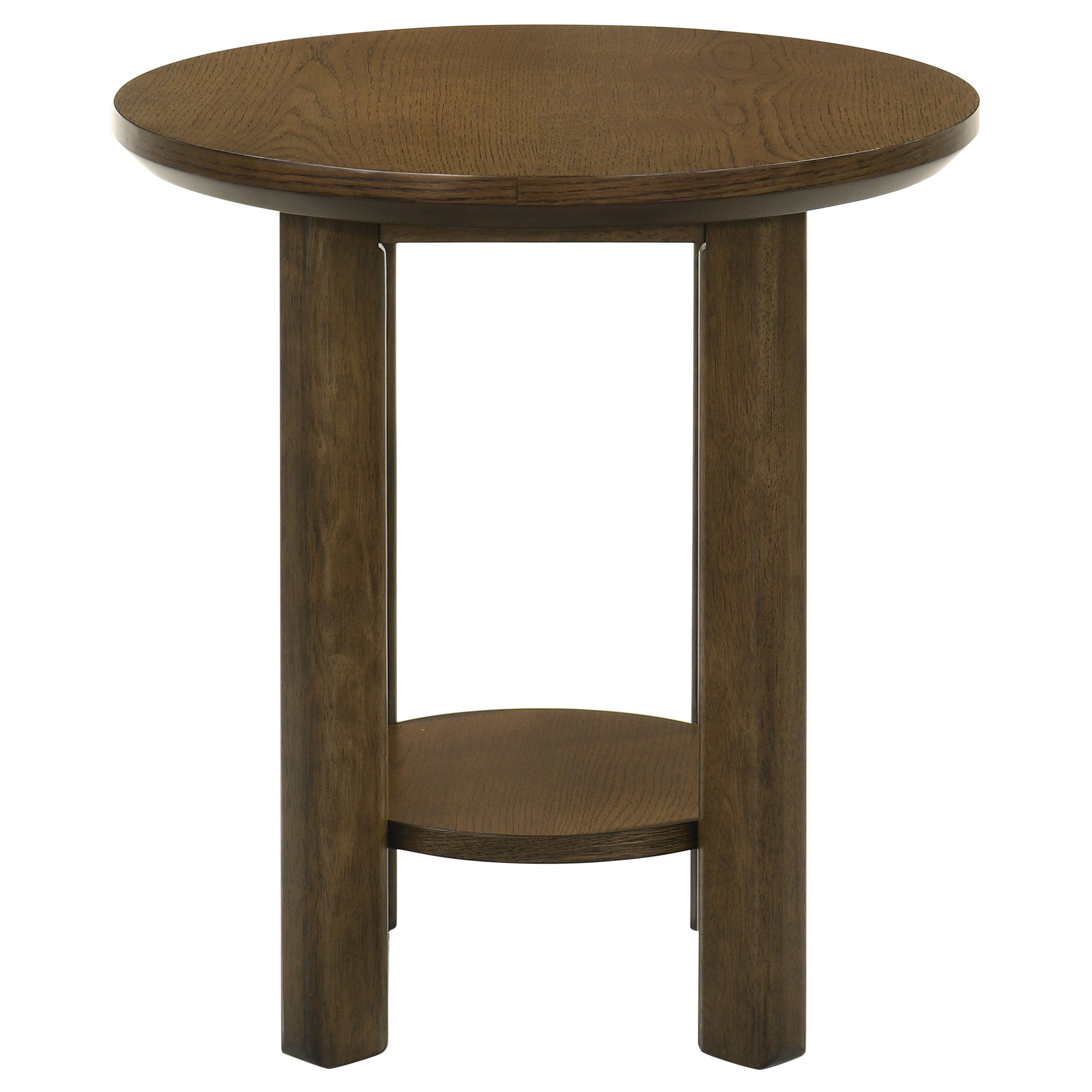 Ottowa Round Wood Side End Table with Shelf