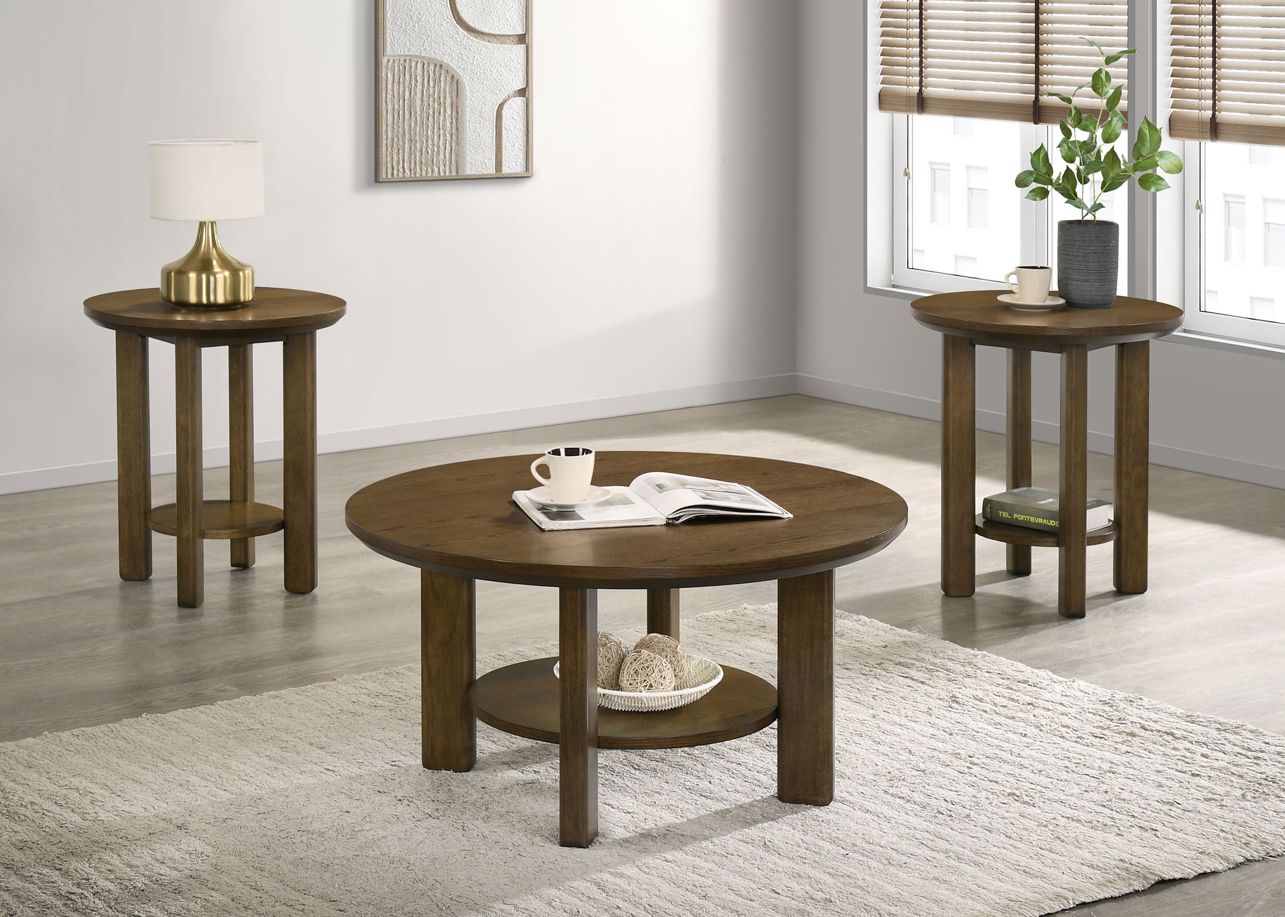 Ottowa Round Wood Coffee Table Set