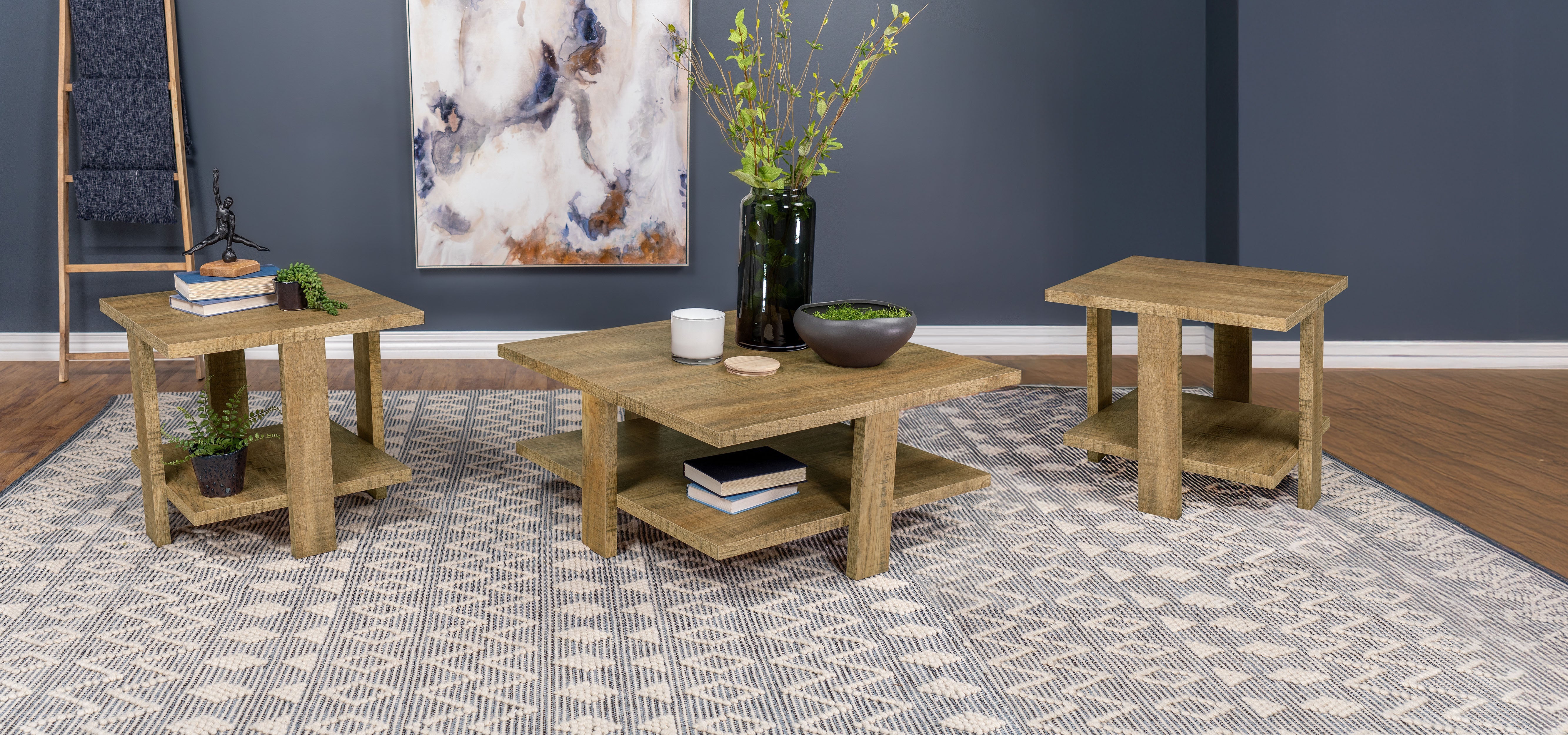 Dawn Round Coffee and End Table Set Mango Brown