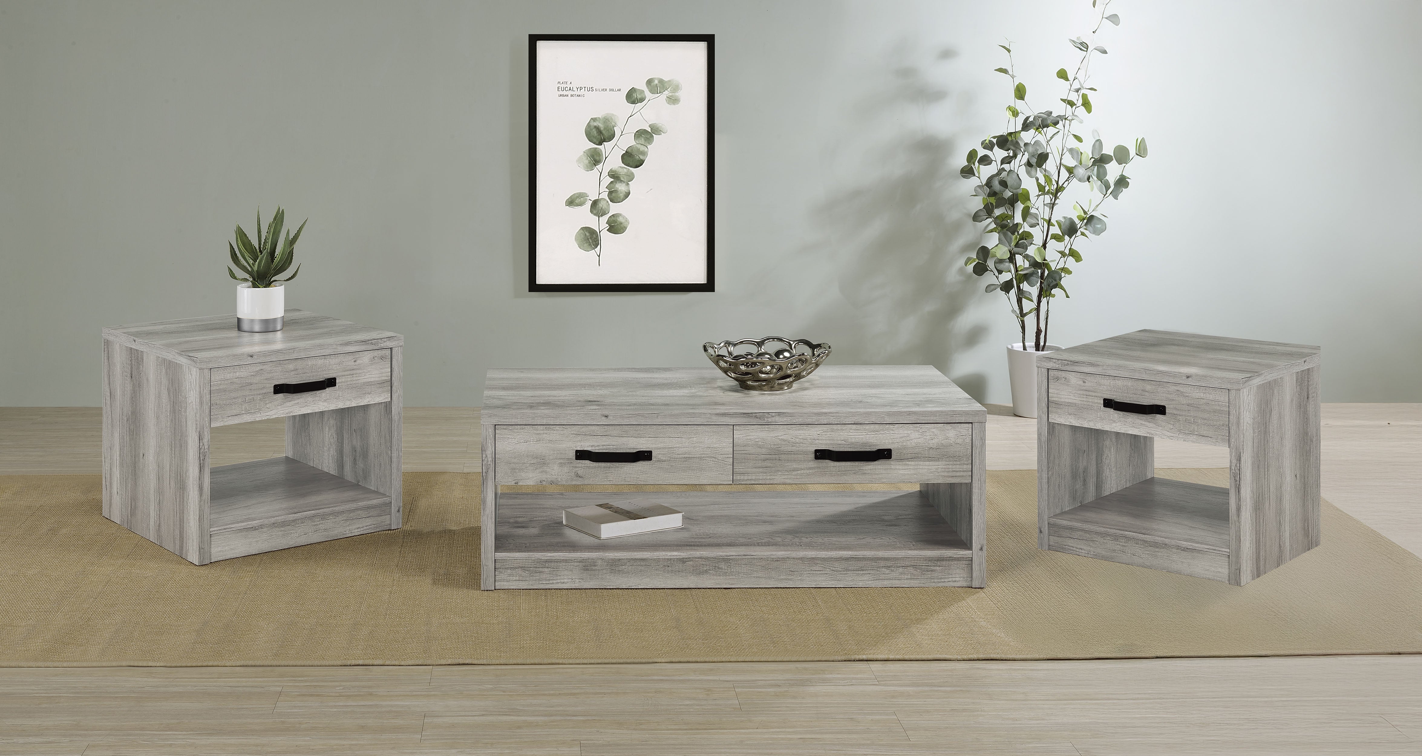 Felix Coffee and End Table Set Grey Driftwood