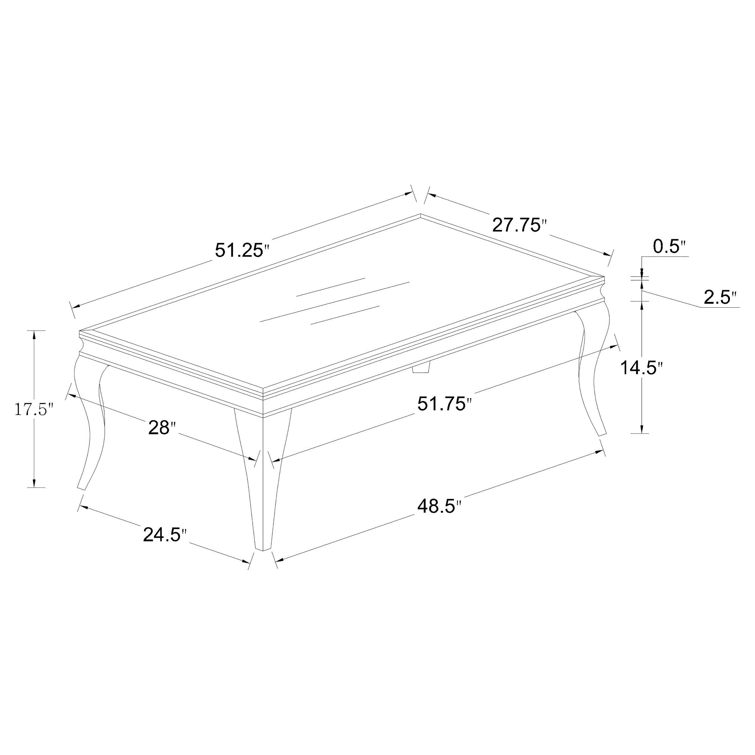Carone Rectangular Glass Top Coffee Table