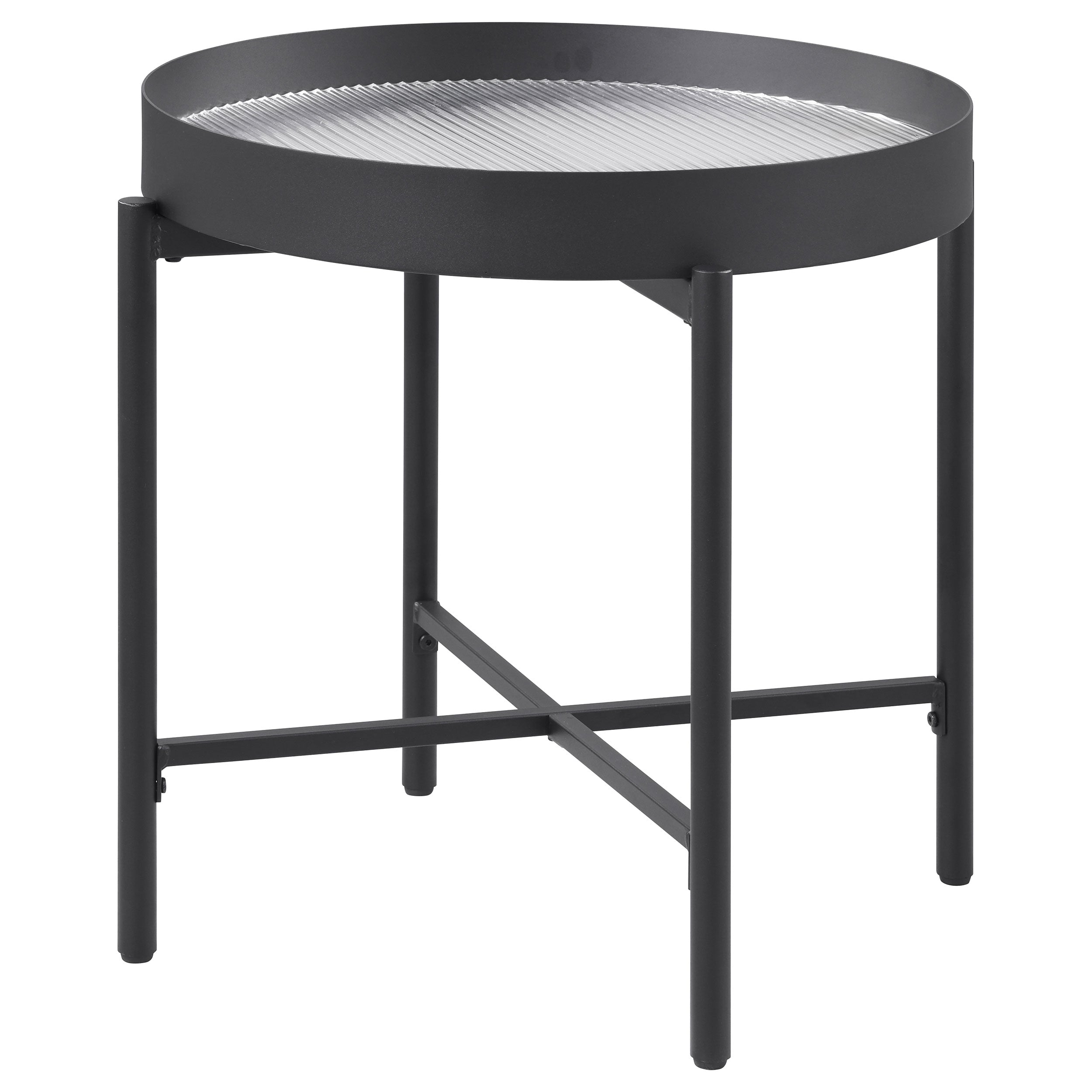 Ozella Round End Side Table with Recessed Top Sandy Black