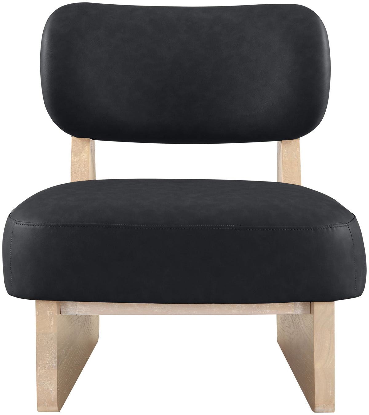 Vetra - Vegan Leather Upholstered Accent Chair with Natural Base
