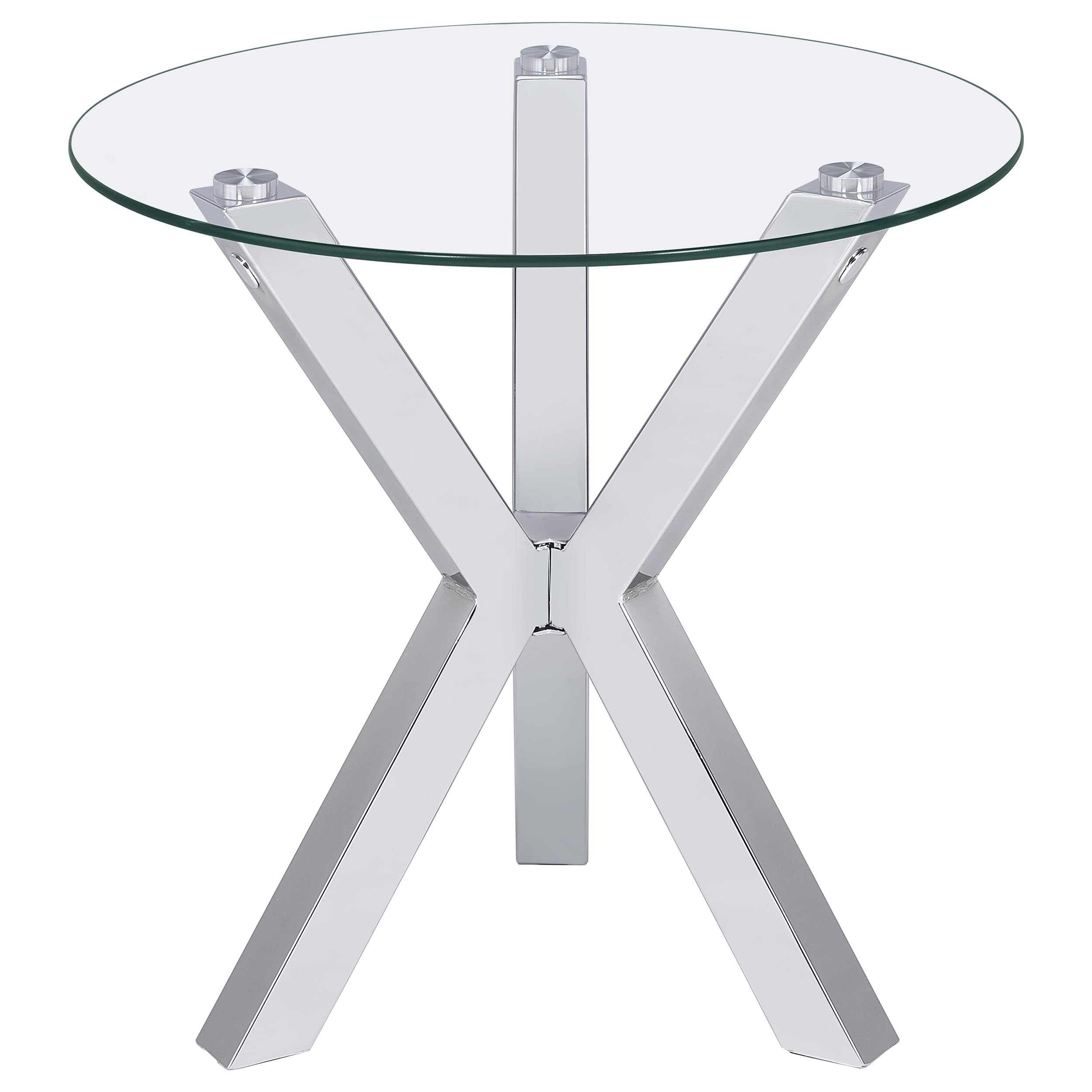 Kenzie Round Coffee and End Table Set Chrome