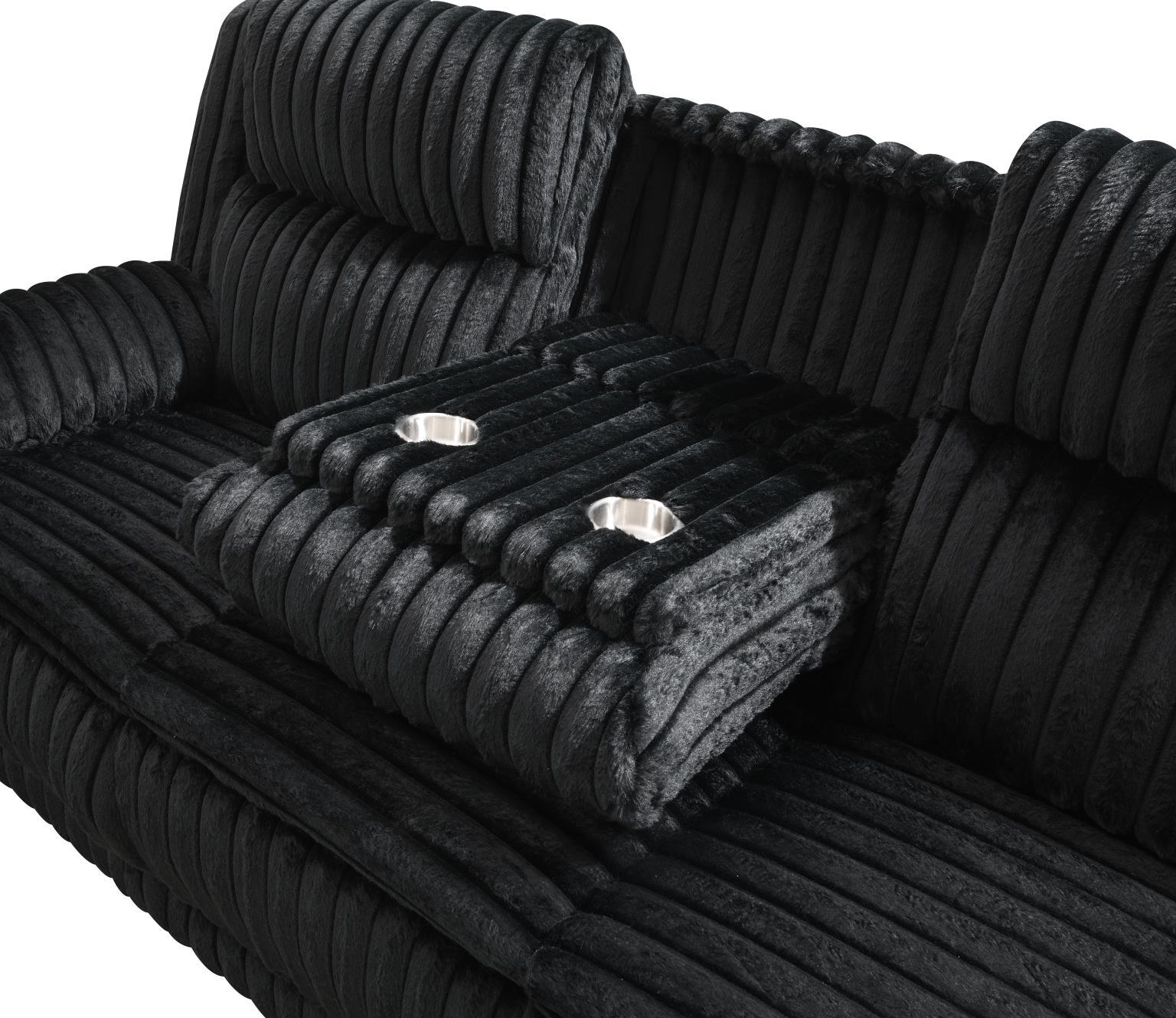 U112 Black Corduroy Motion Chair — 42 in. wide