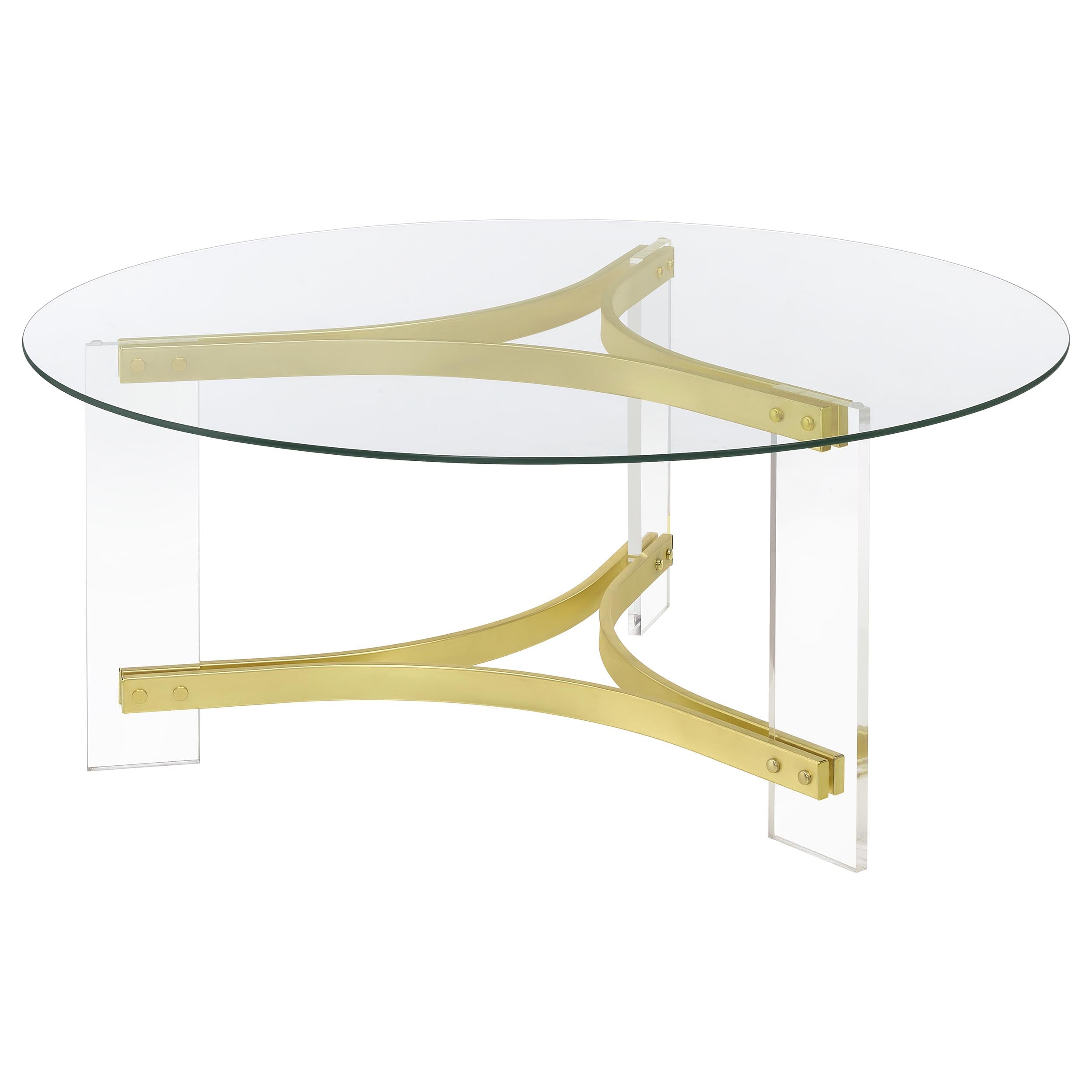 Janessa Acrylic Coffee and End Table Set Matte Brass