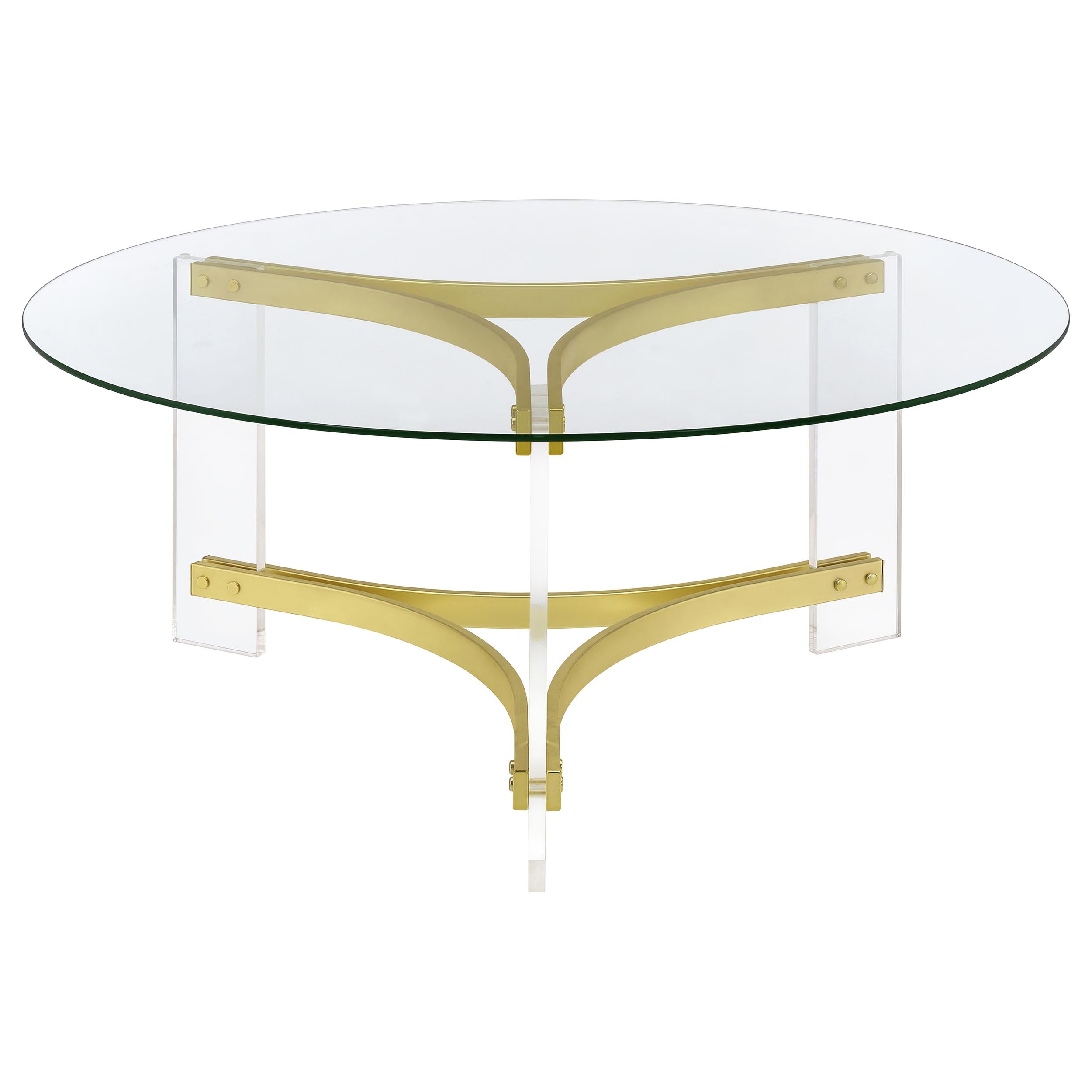 Janessa Acrylic Coffee and End Table Set Matte Brass