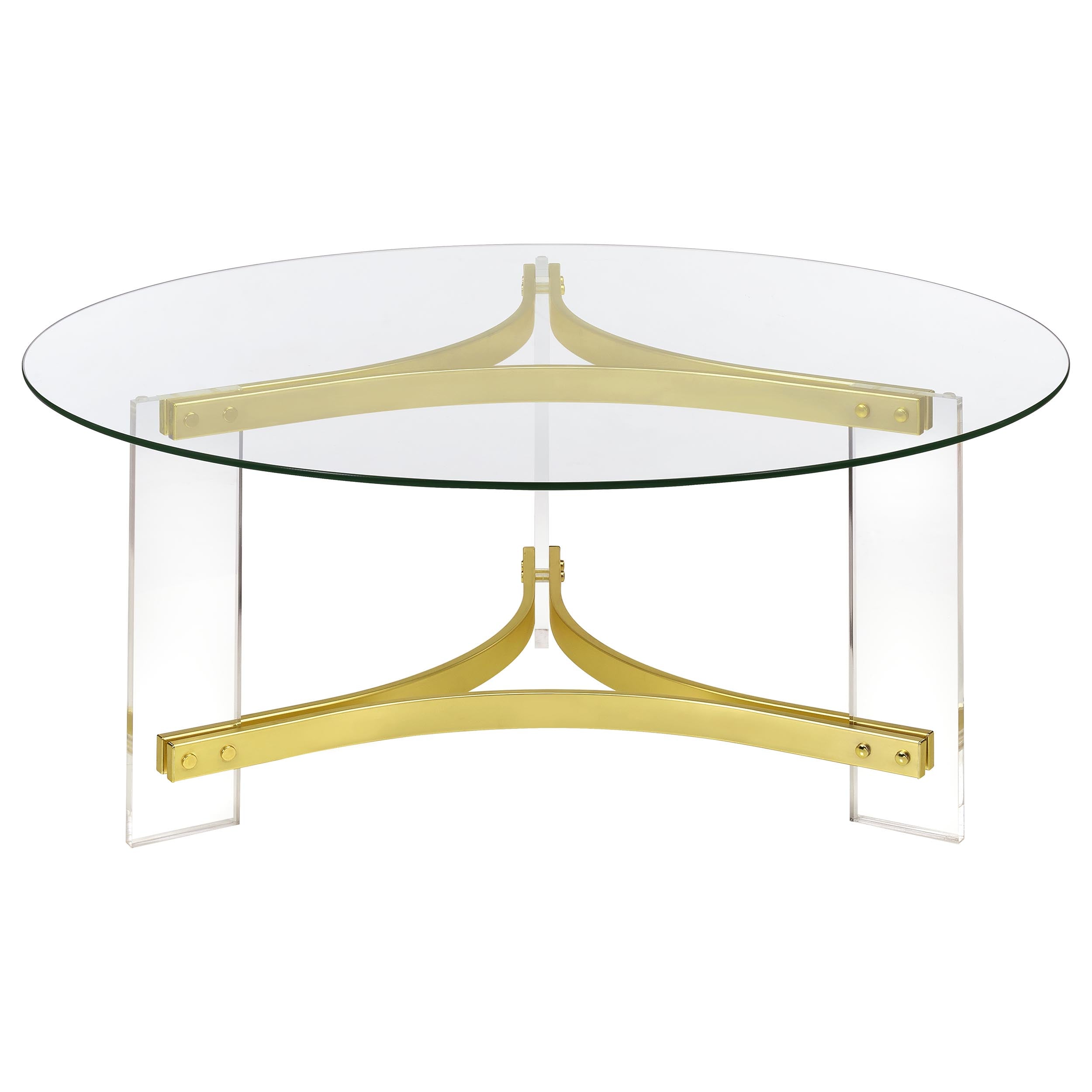 Janessa Acrylic Coffee and End Table Set Matte Brass