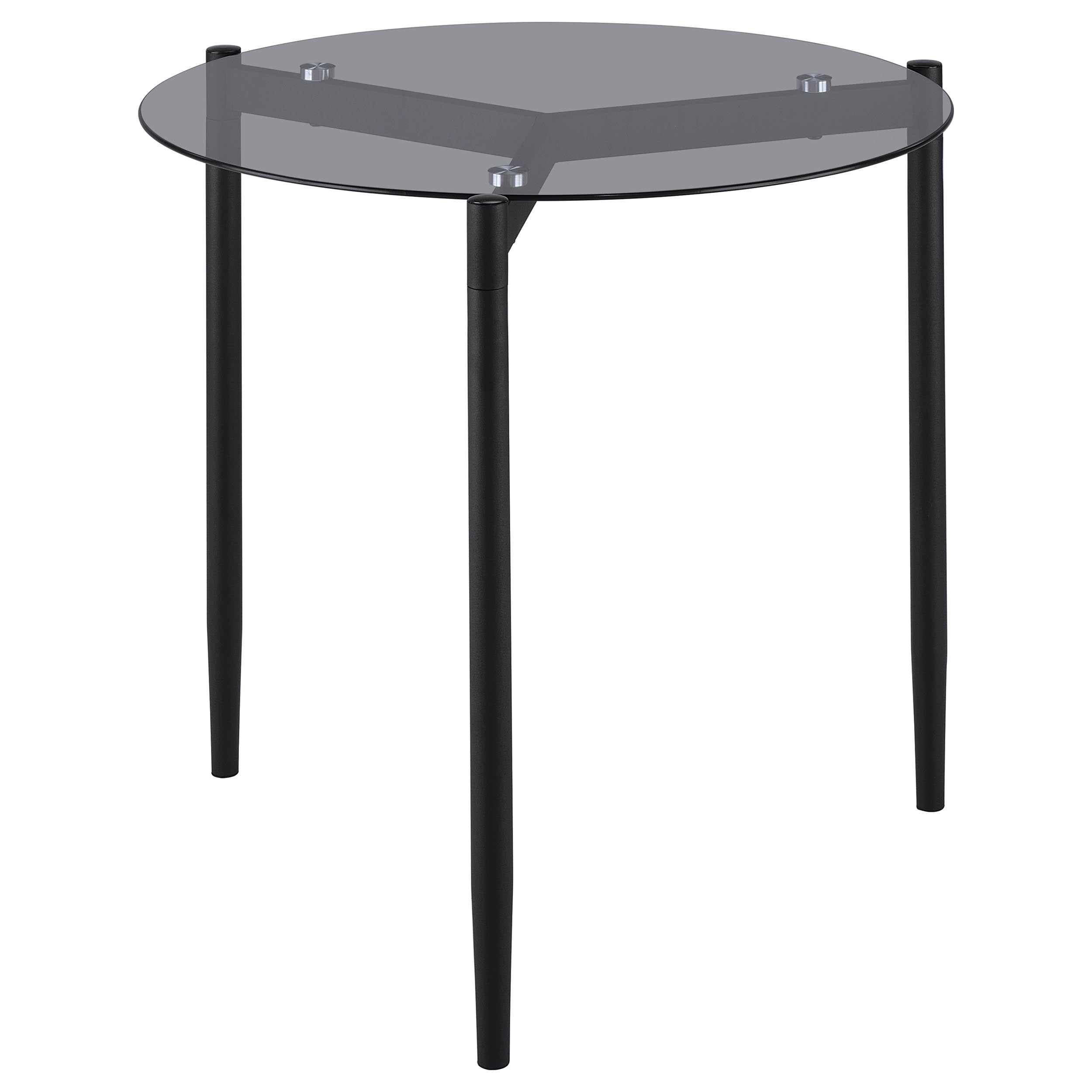Rosalie Round Smoked Glass Top End Table Grey