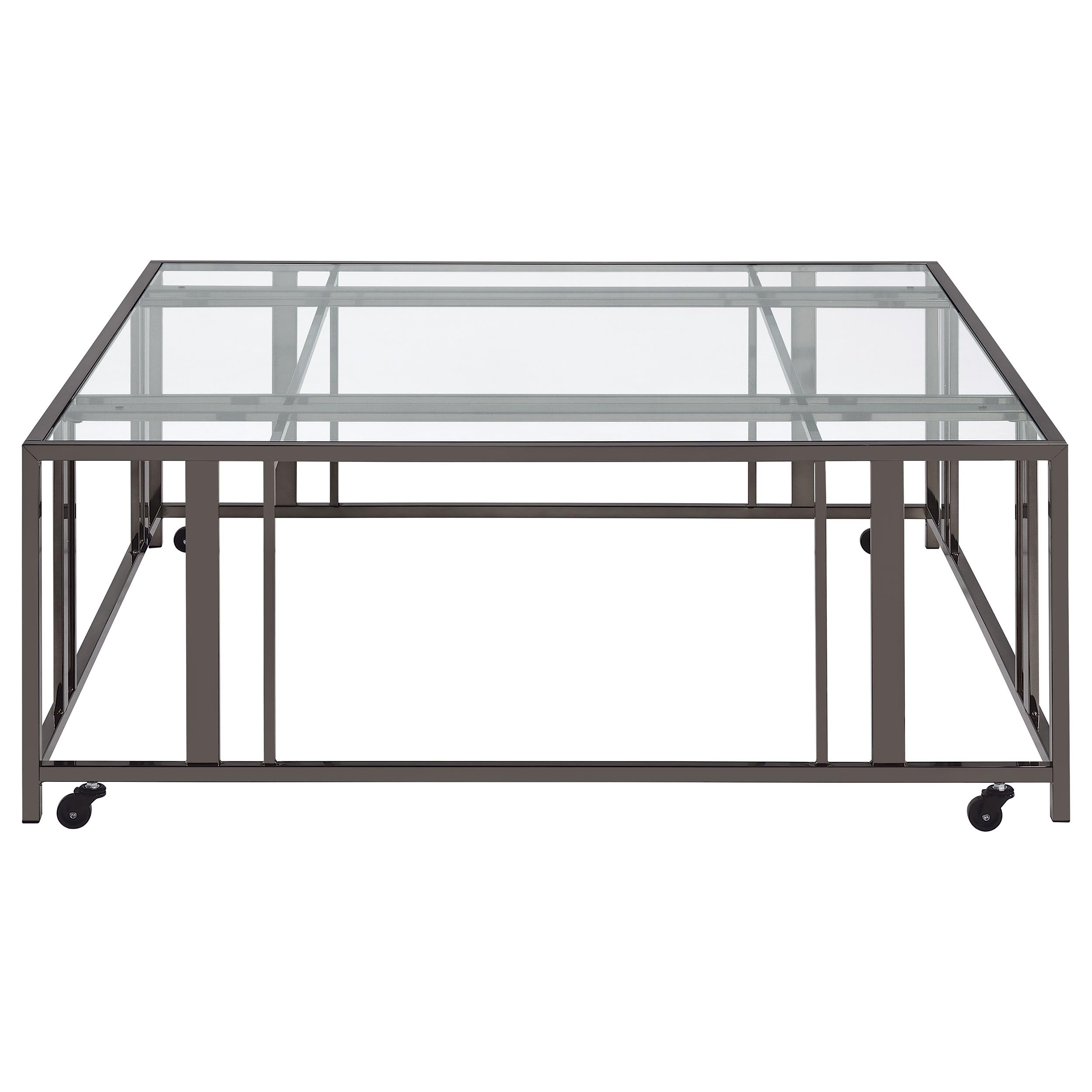 Adri Square Glass Top Coffee Table with Casters