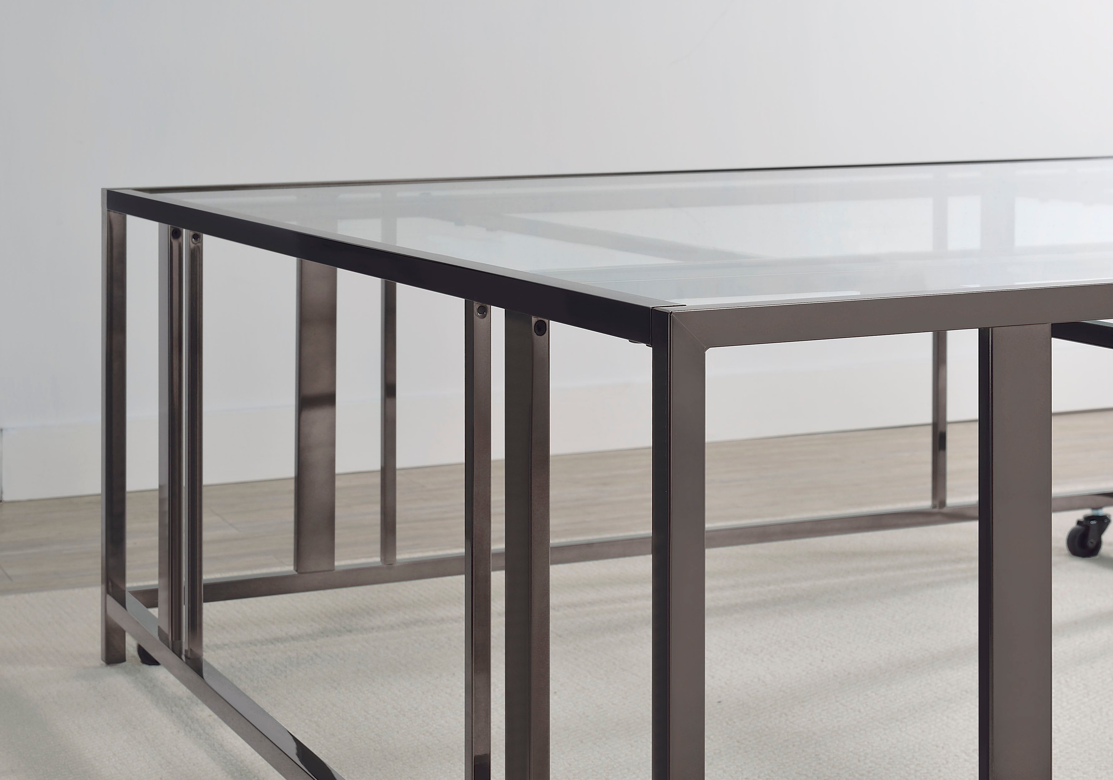 Adri Square Glass Top Coffee Table with Casters
