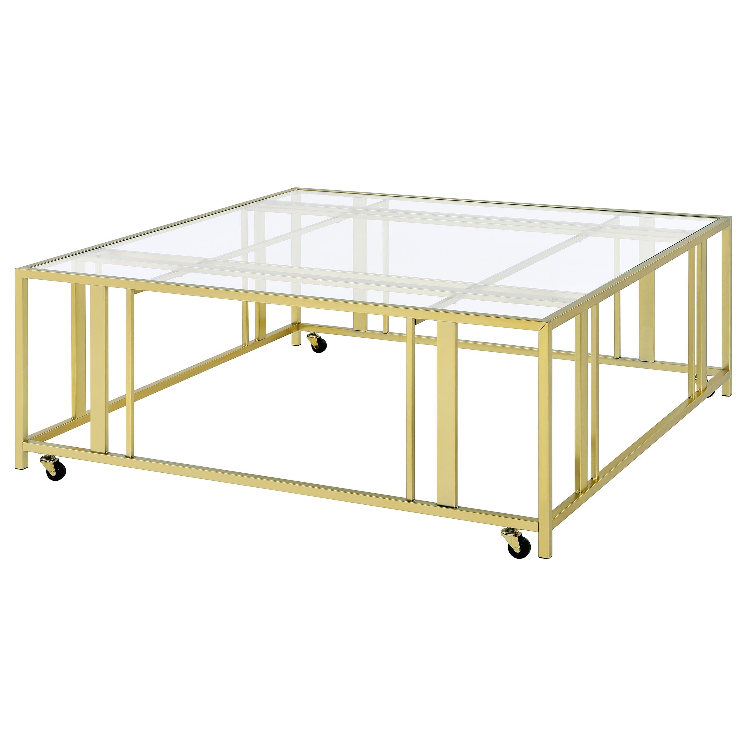 Adri Square Glass Top Coffee Table with Casters