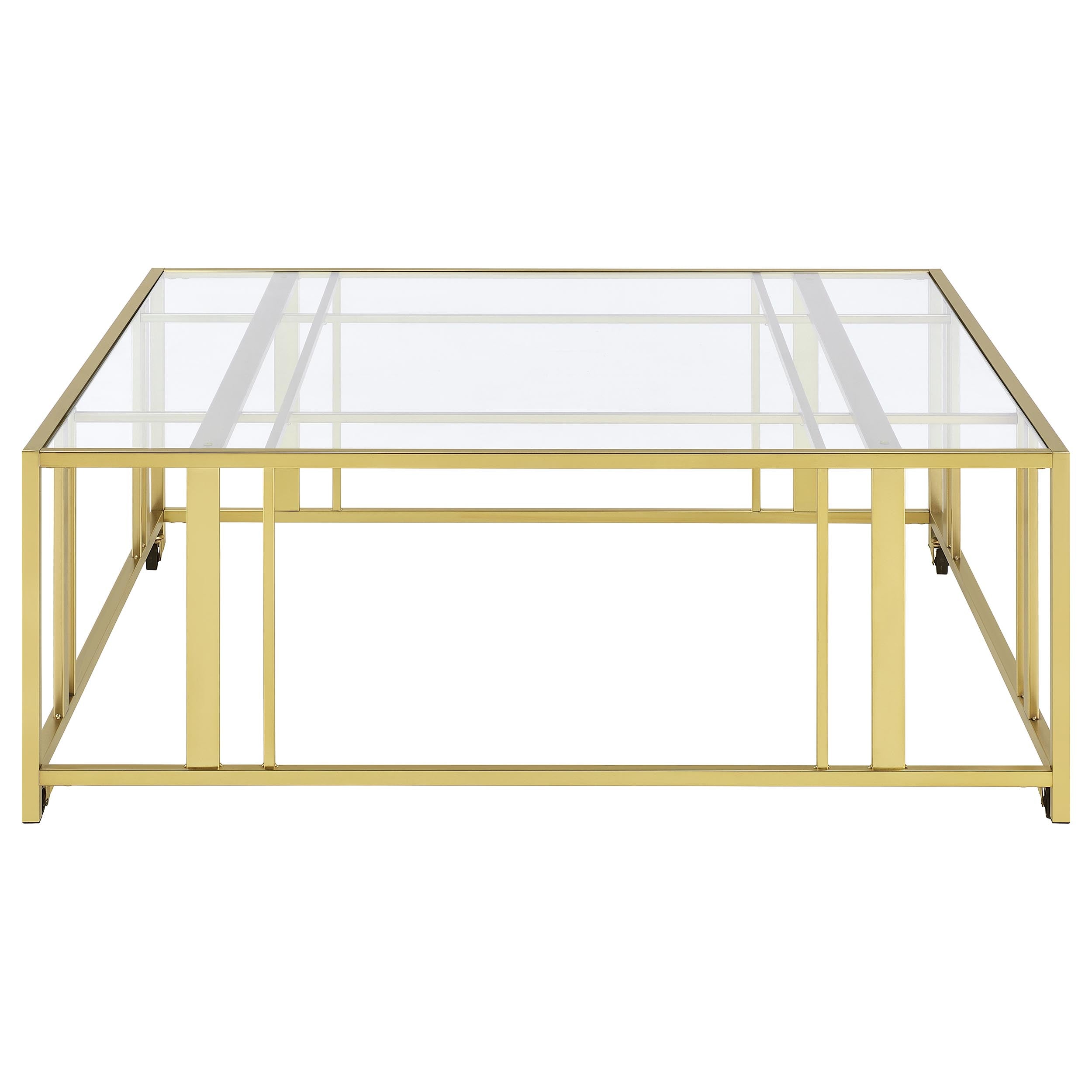 Adri Square Glass Top Coffee Table with Casters