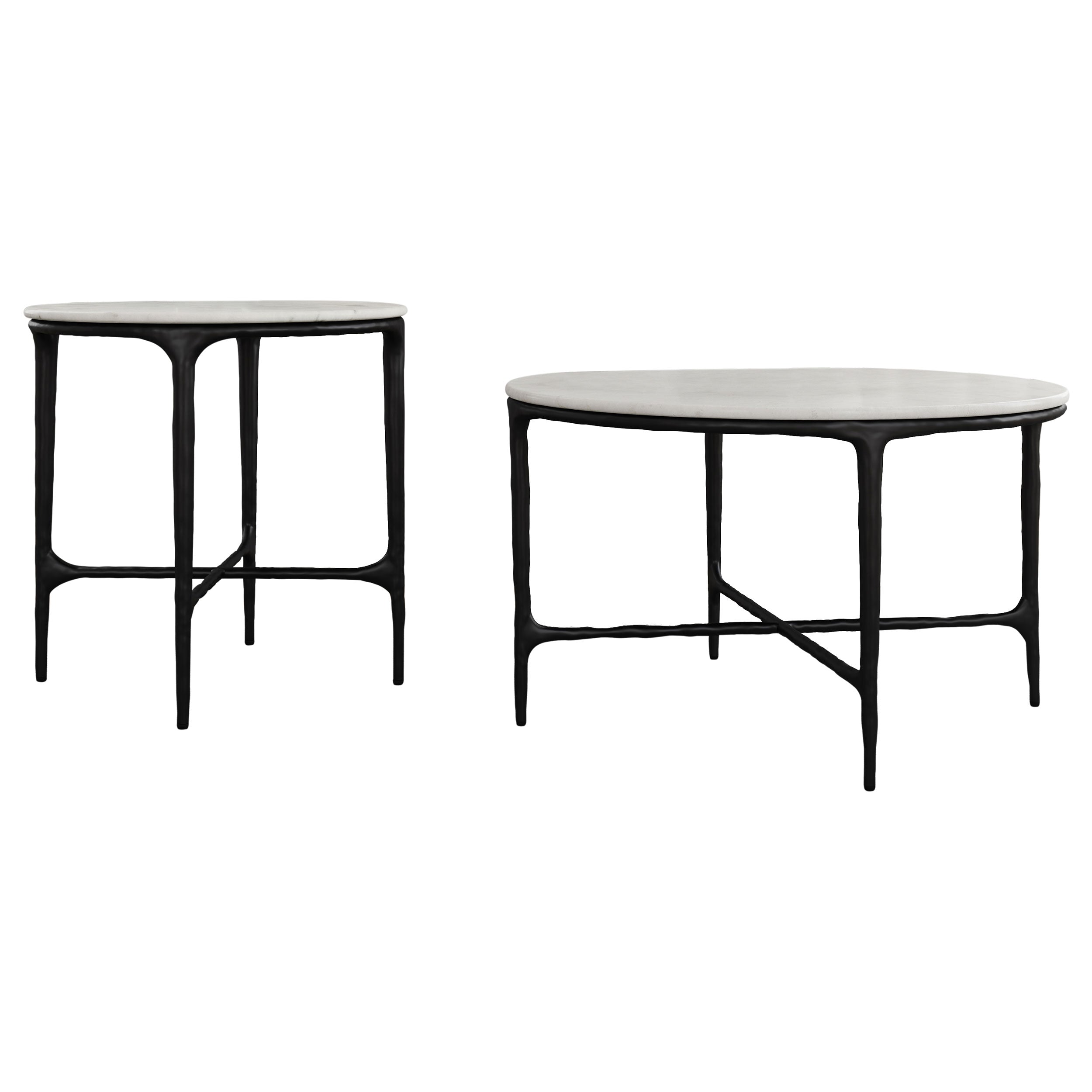 Hermas Round Marble Coffee and End Table Set
