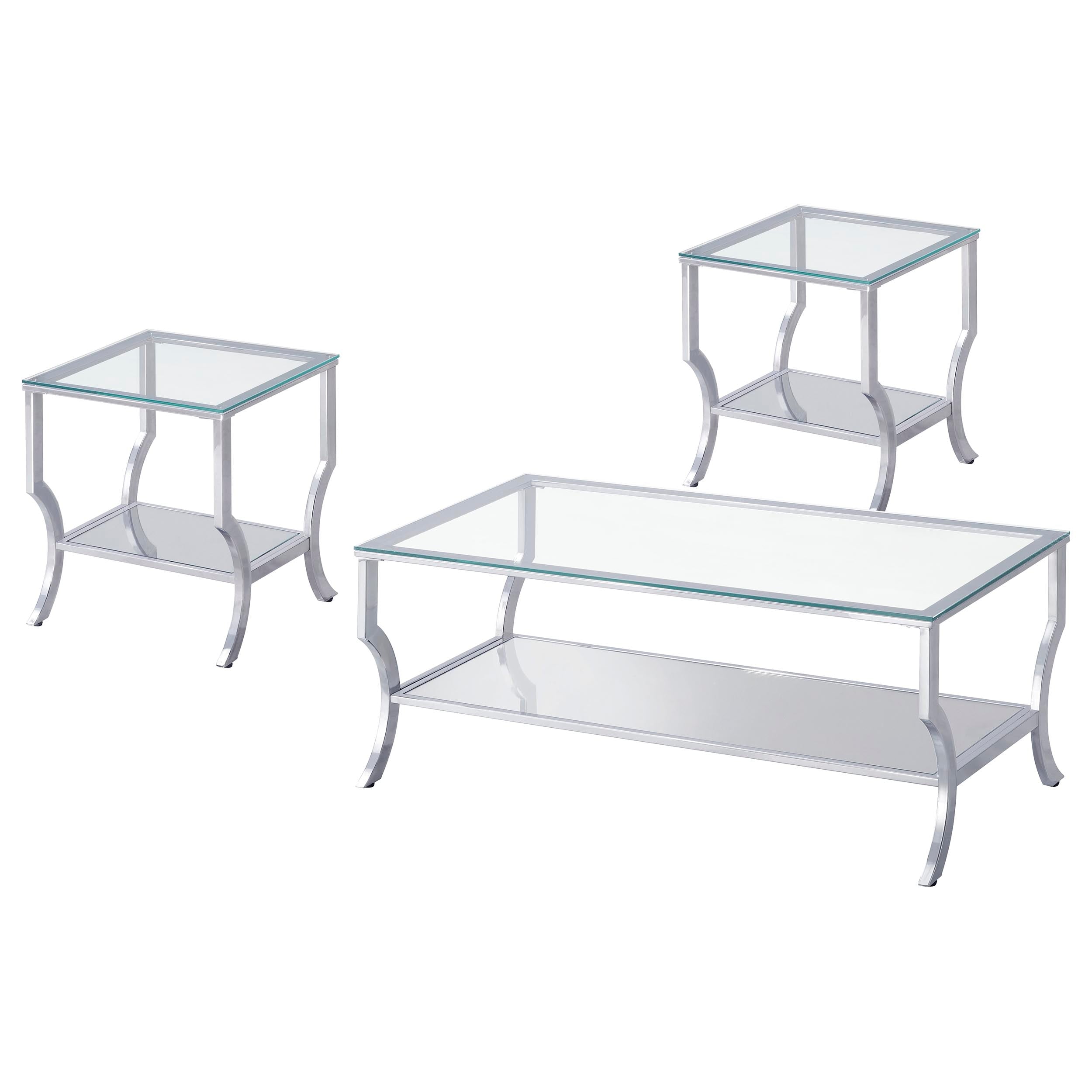 Saide Glass Top Coffee and End Table Set Chrome