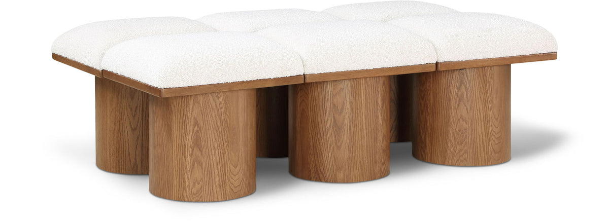 Pavilion Modular Bench 6-Piece Bench, 54"W x 31"D — Cream / Brown Base