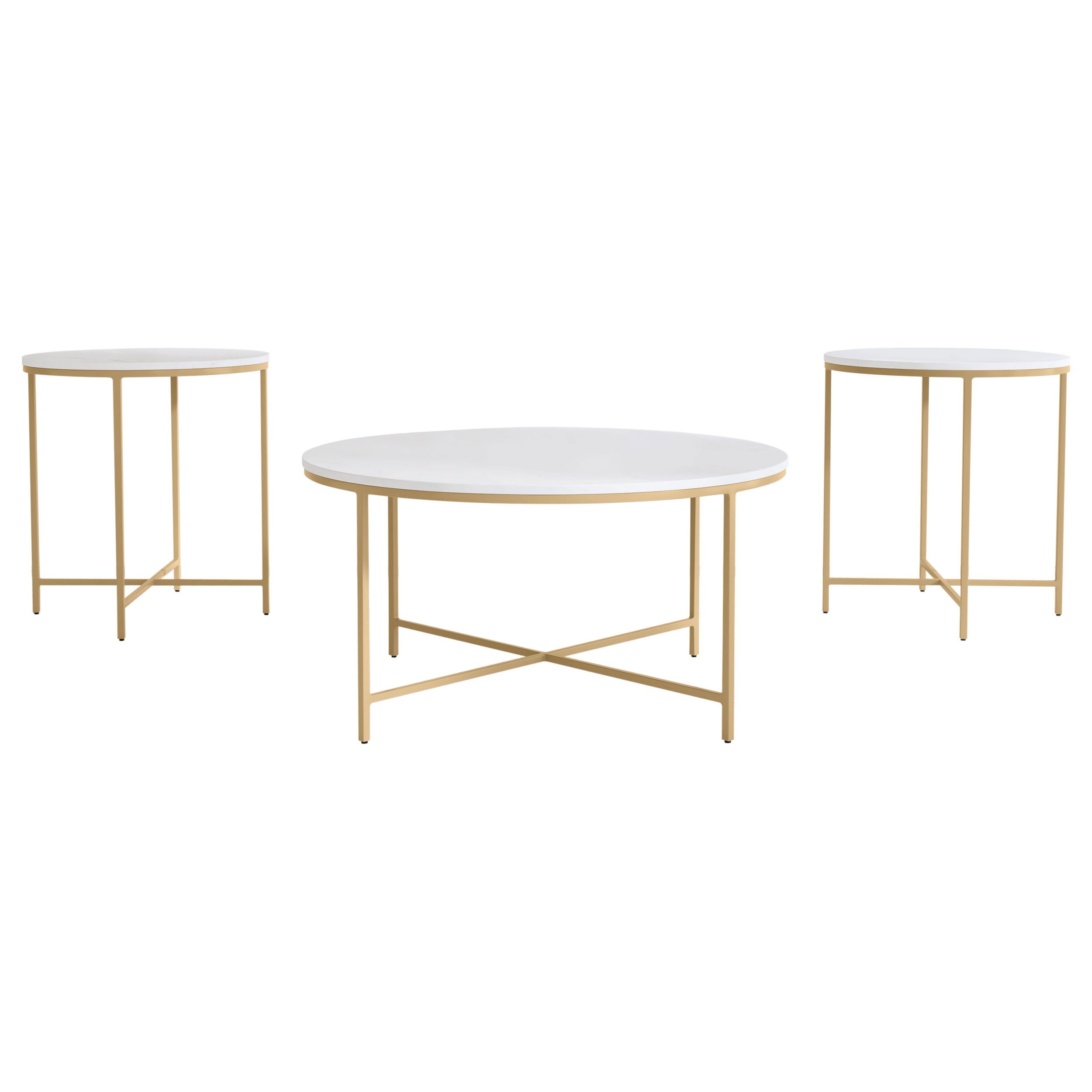 Ellison Round Marble Coffee and End Table Set