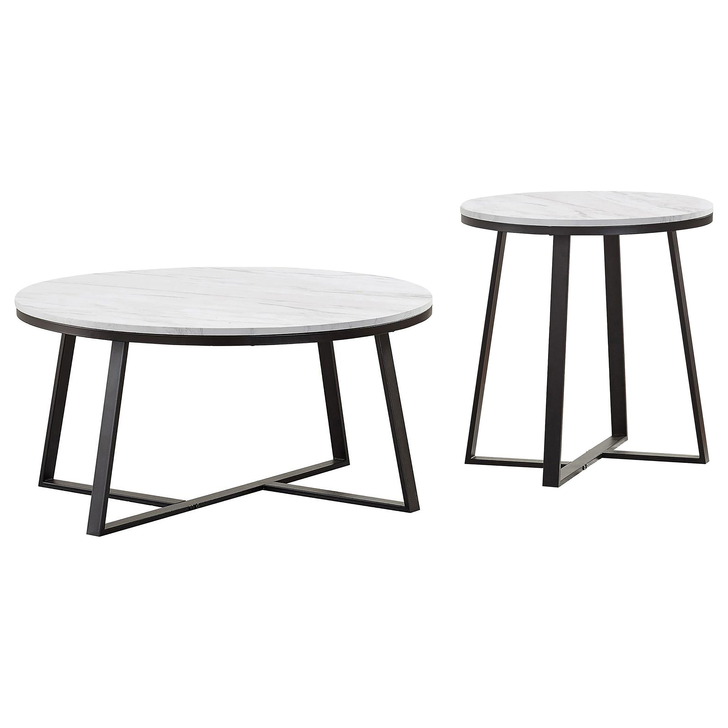 Hugo Coffee and End Table Set Faux Marble