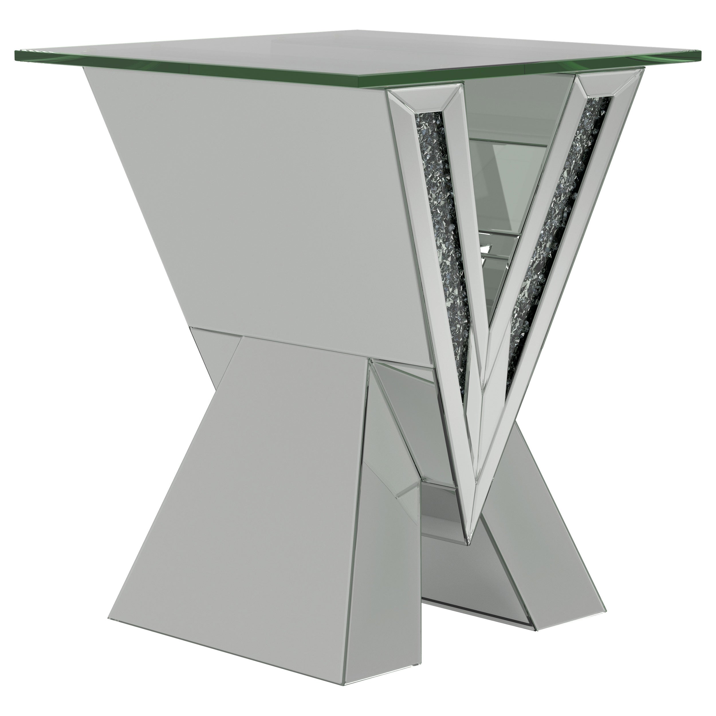 Taffeta Mirrored Coffee and End Table Set Silver