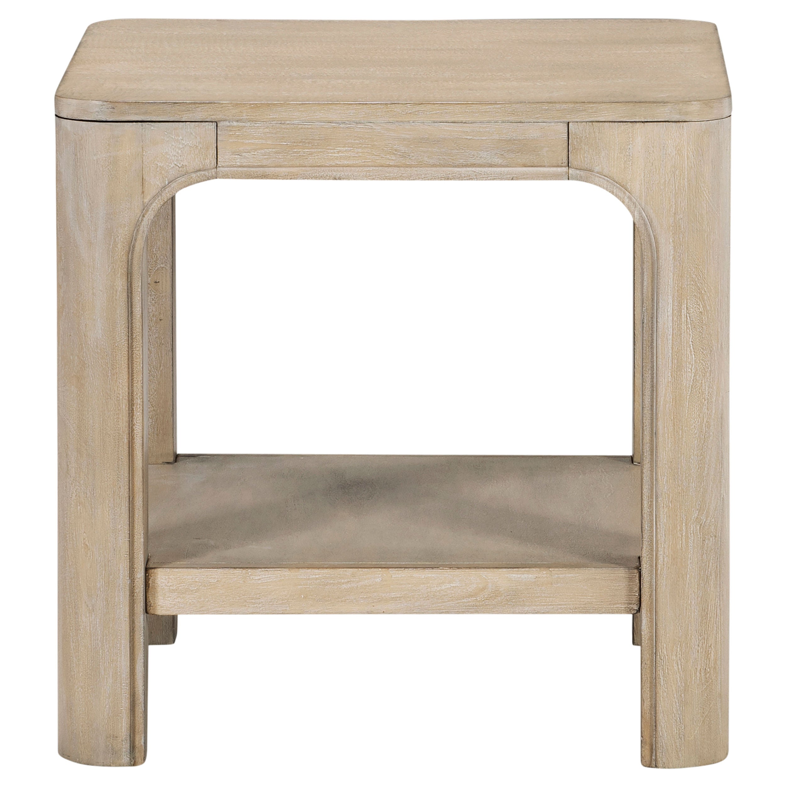 Solano Square Wood Side End Table with Shelf Weathered Mango