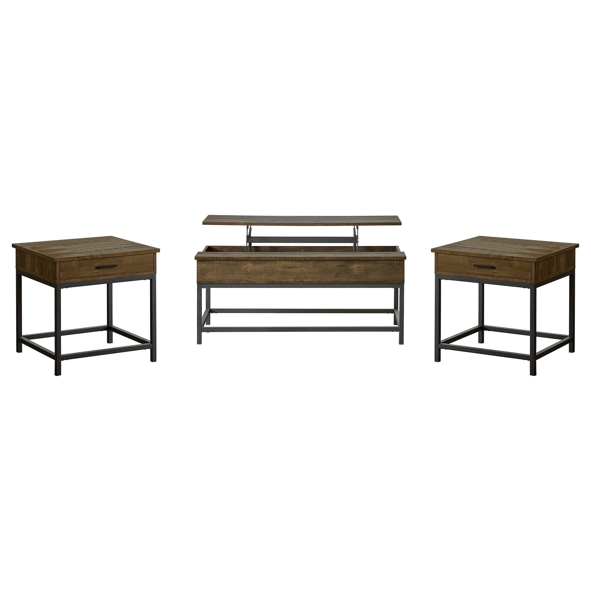 Byers Lift Top Coffee and End Table Set Brown Oak