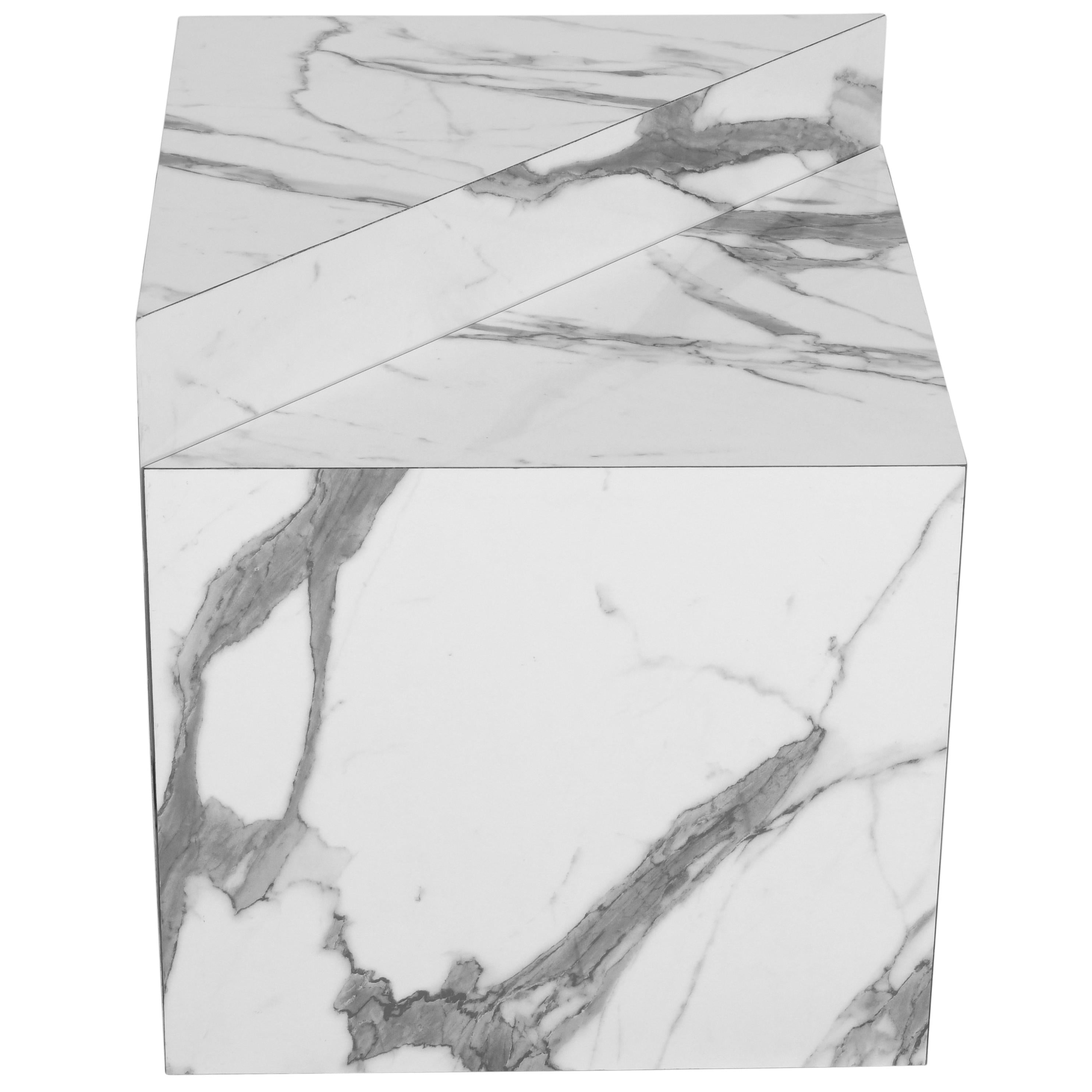 Meridian Aritzia White Faux Marble End Table