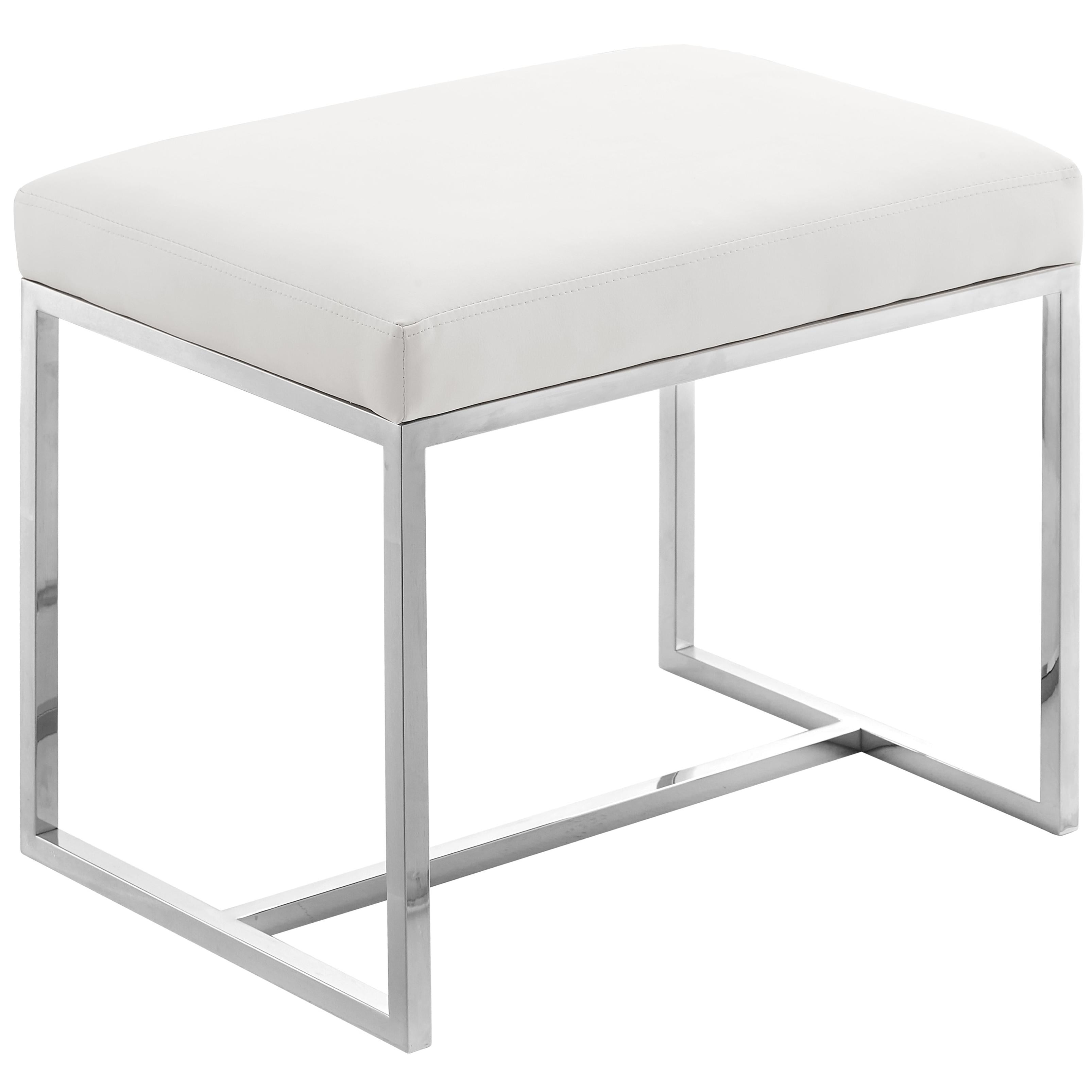 Meridian Monroe Chrome Ottoman / Stool