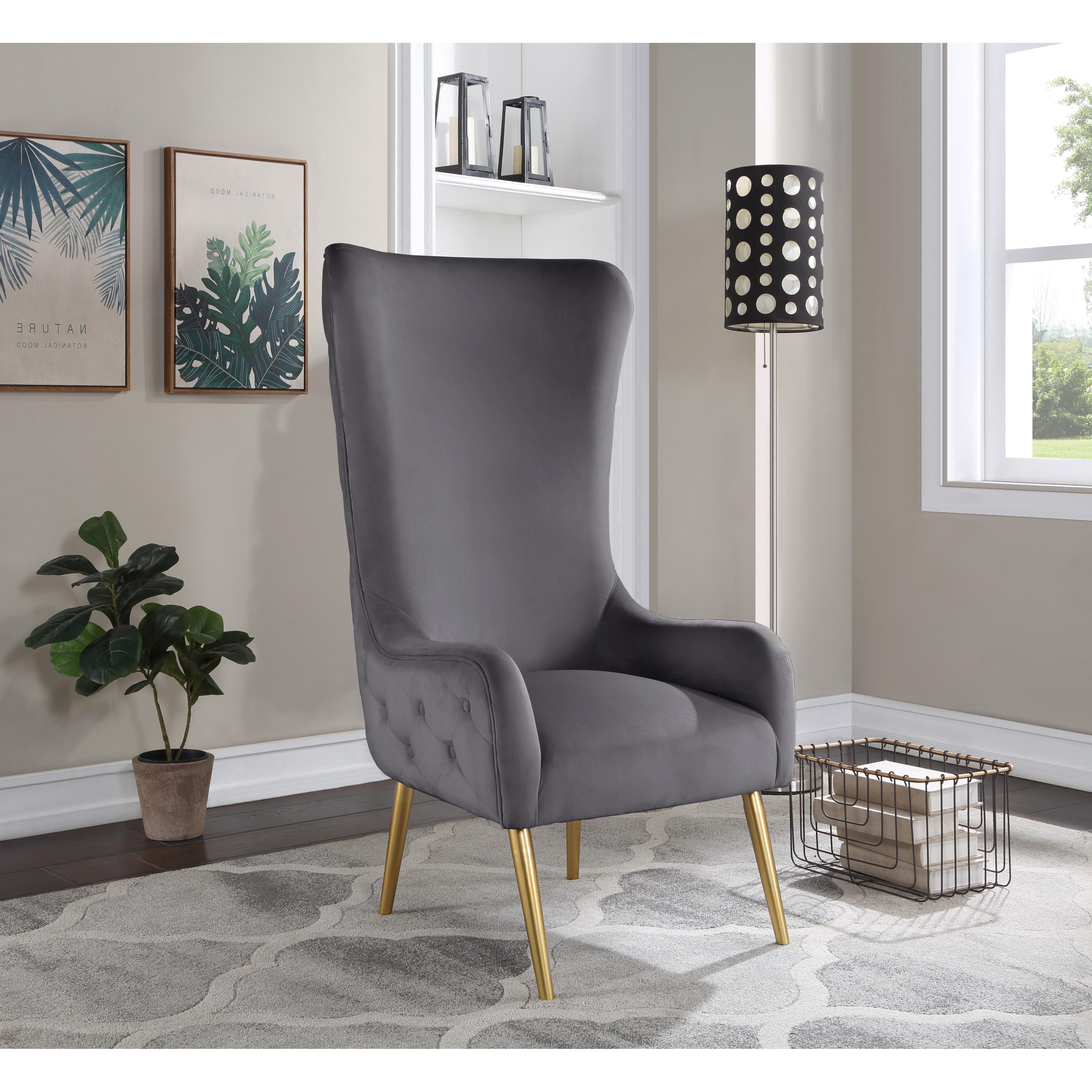 Meridian Alexander Grey Velvet Accent Chair